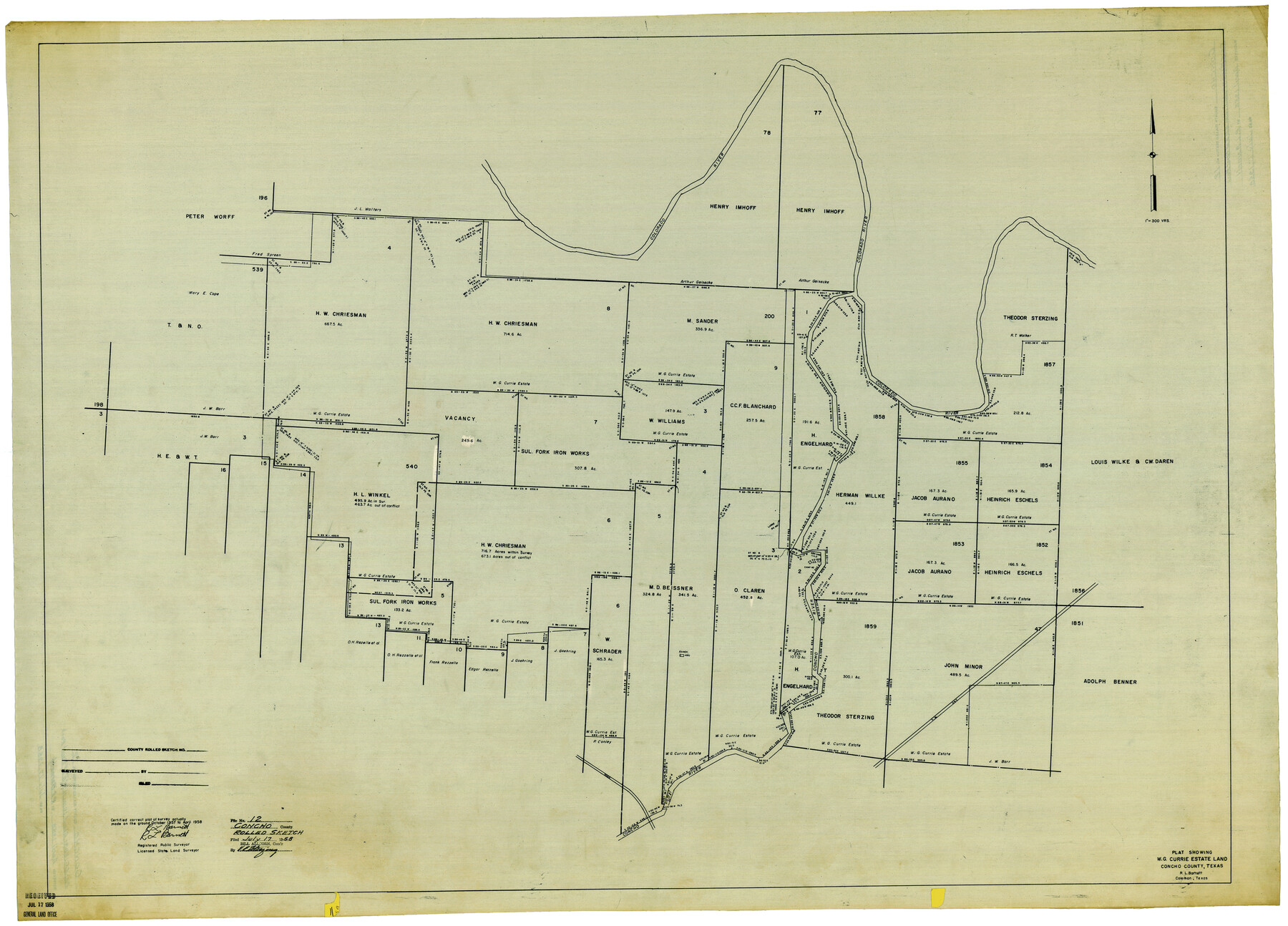 8657, Concho County Rolled Sketch 12, General Map Collection
