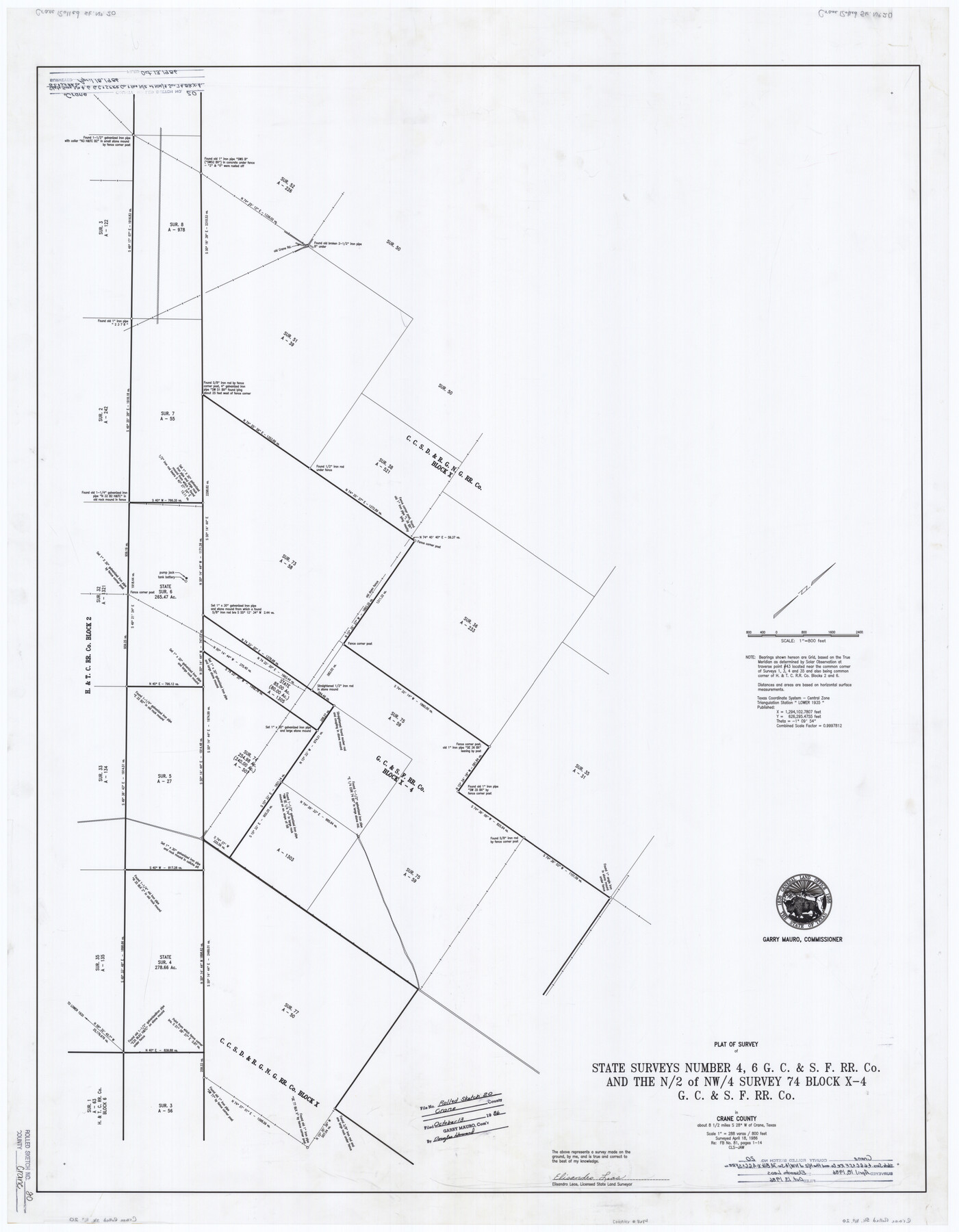 8684, Crane County Rolled Sketch 20, General Map Collection