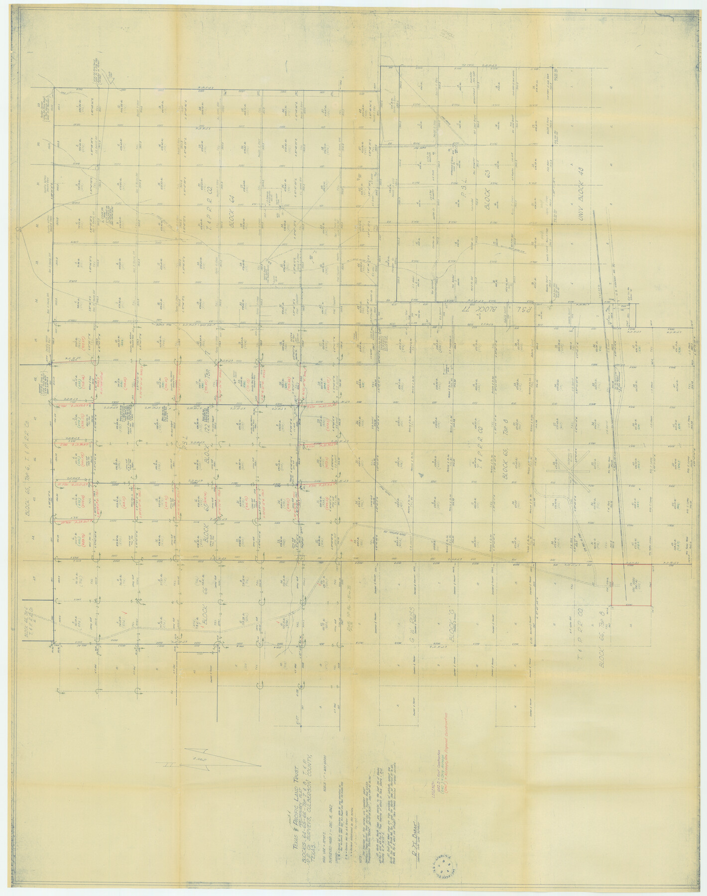87210, Texas Pacific Land Trust, Preliminary Plat Blocks 64-65-66 Tsp. 7 & 8 T&P RR Co. Surveys, General Map Collection
