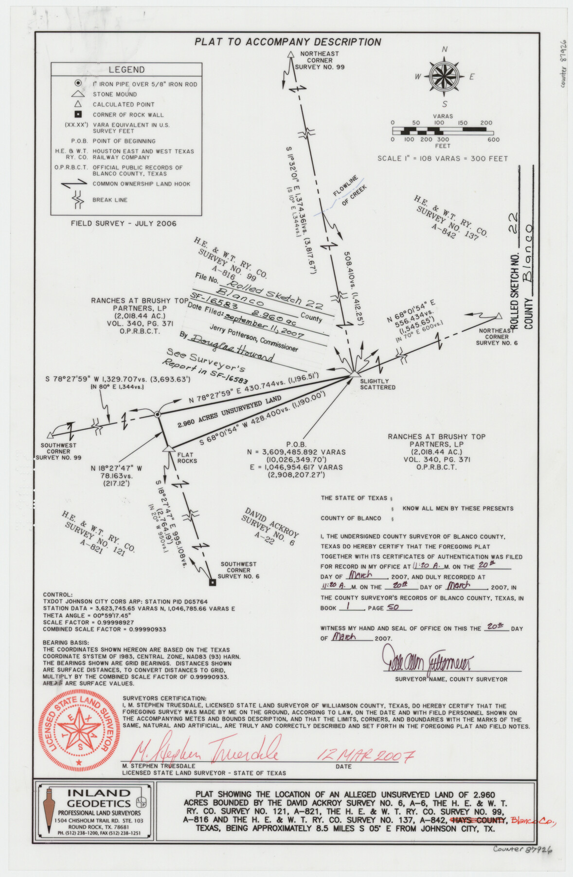 87926, Blanco County Rolled Sketch 22, General Map Collection