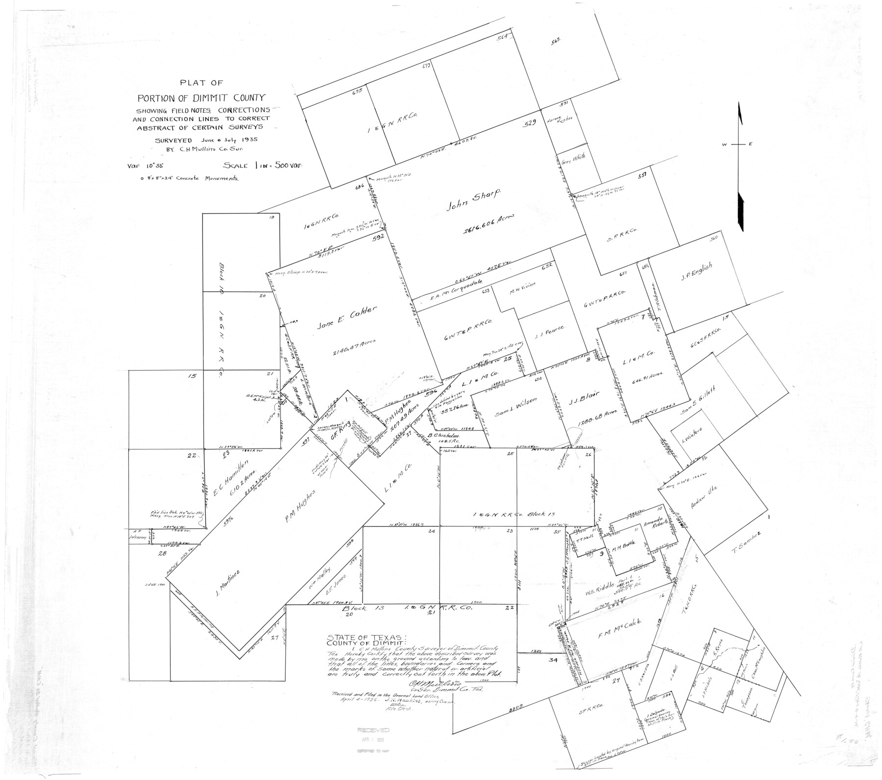 8795, Dimmit County Rolled Sketch CHM, General Map Collection
