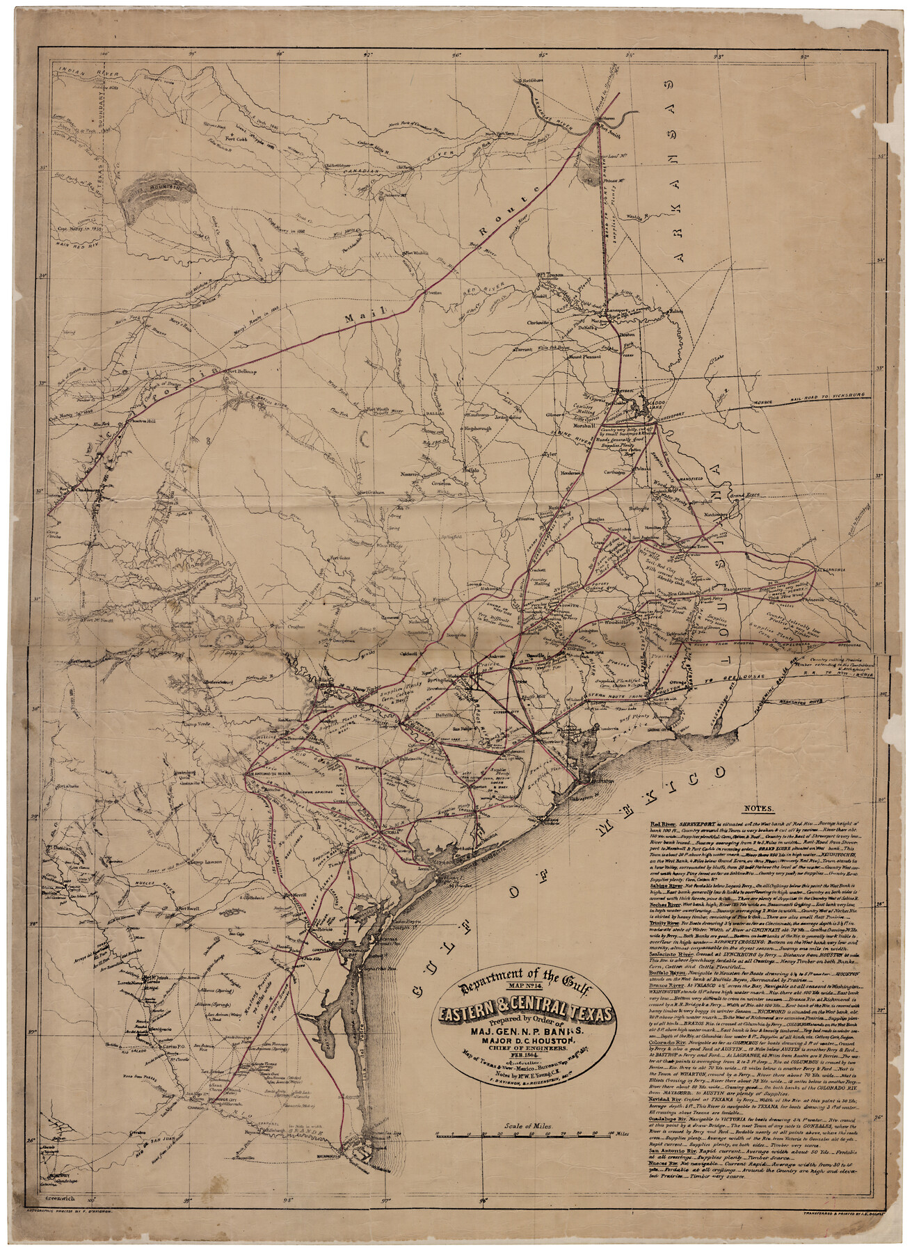 88596, Eastern and Central Texas, Prepared by Order of Maj. Gen. N.P. Banks. Major D.C. Houston, Chief of Engineers, National Archives Digital Map Collection