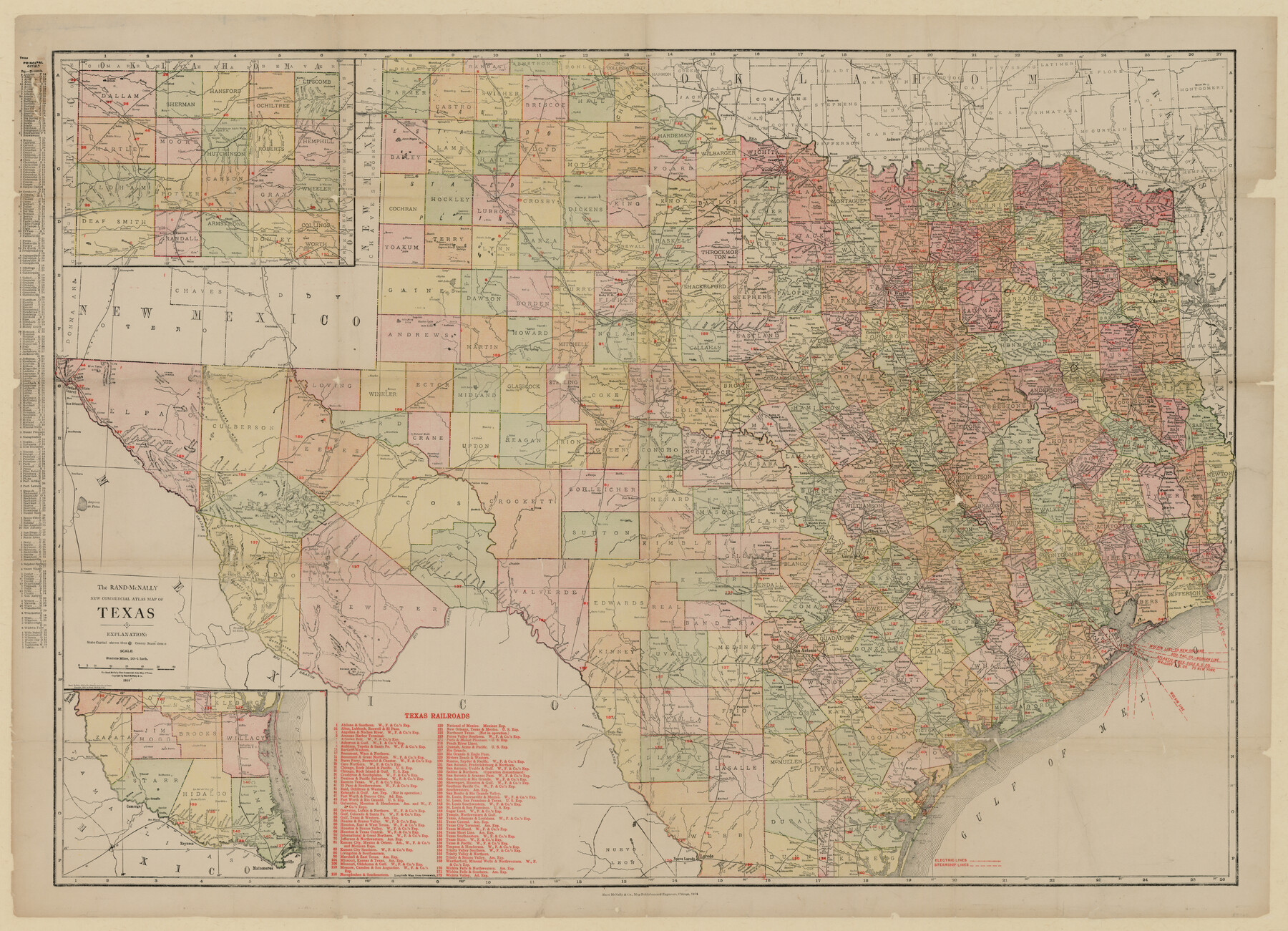 88745, The Rand-McNally New Commercial Atlas Map of Texas, General Map Collection