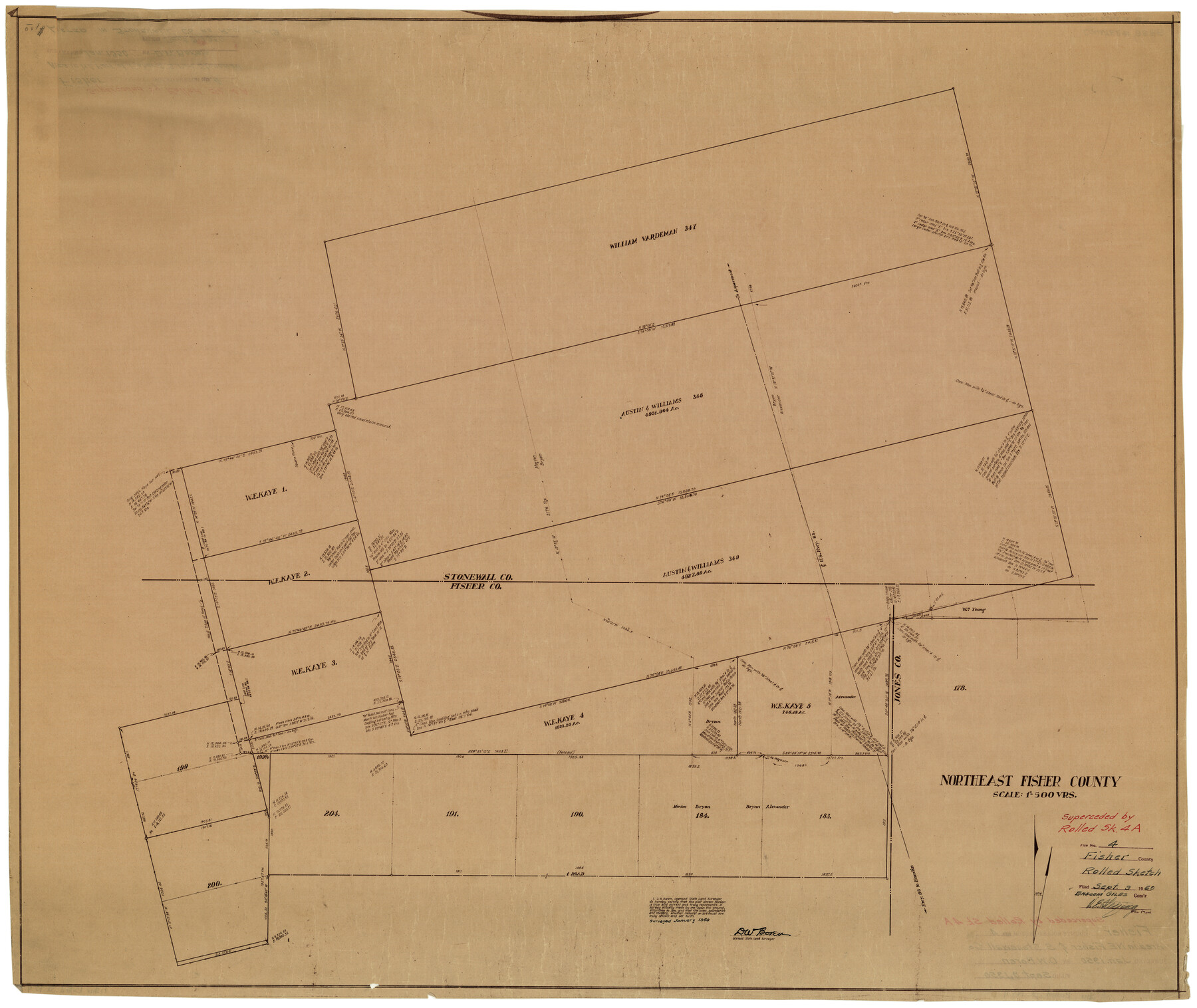 8888, Fisher County Rolled Sketch 4, General Map Collection
