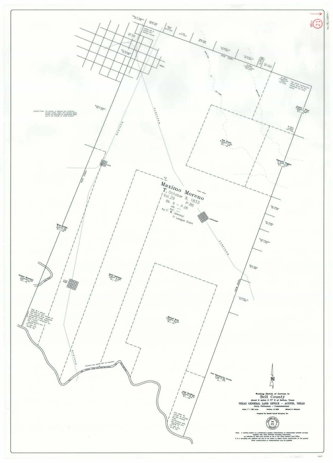 88887, Bell County Working Sketch 21, General Map Collection