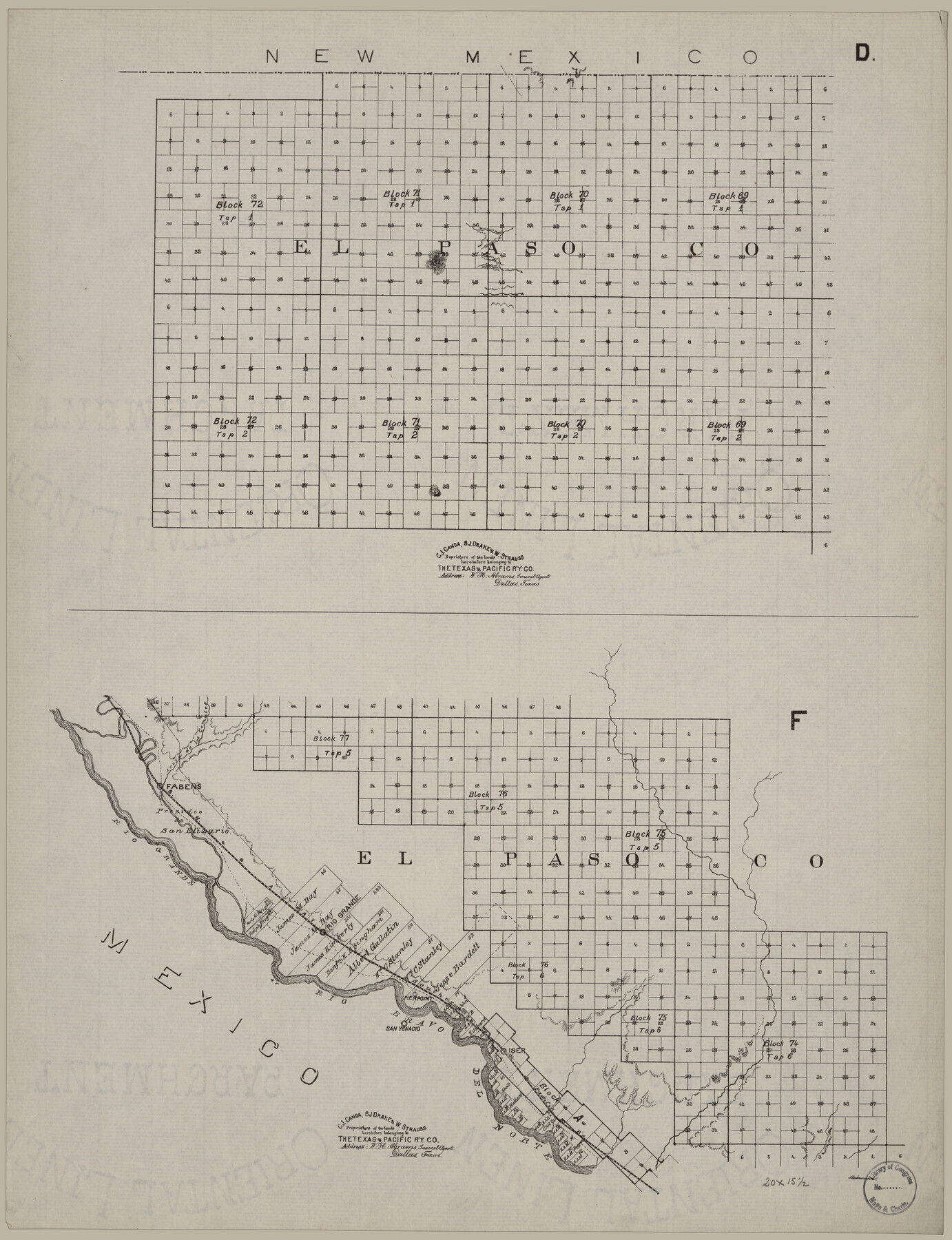 88932, [Map showing T&P Lands in El Paso County], Library of Congress