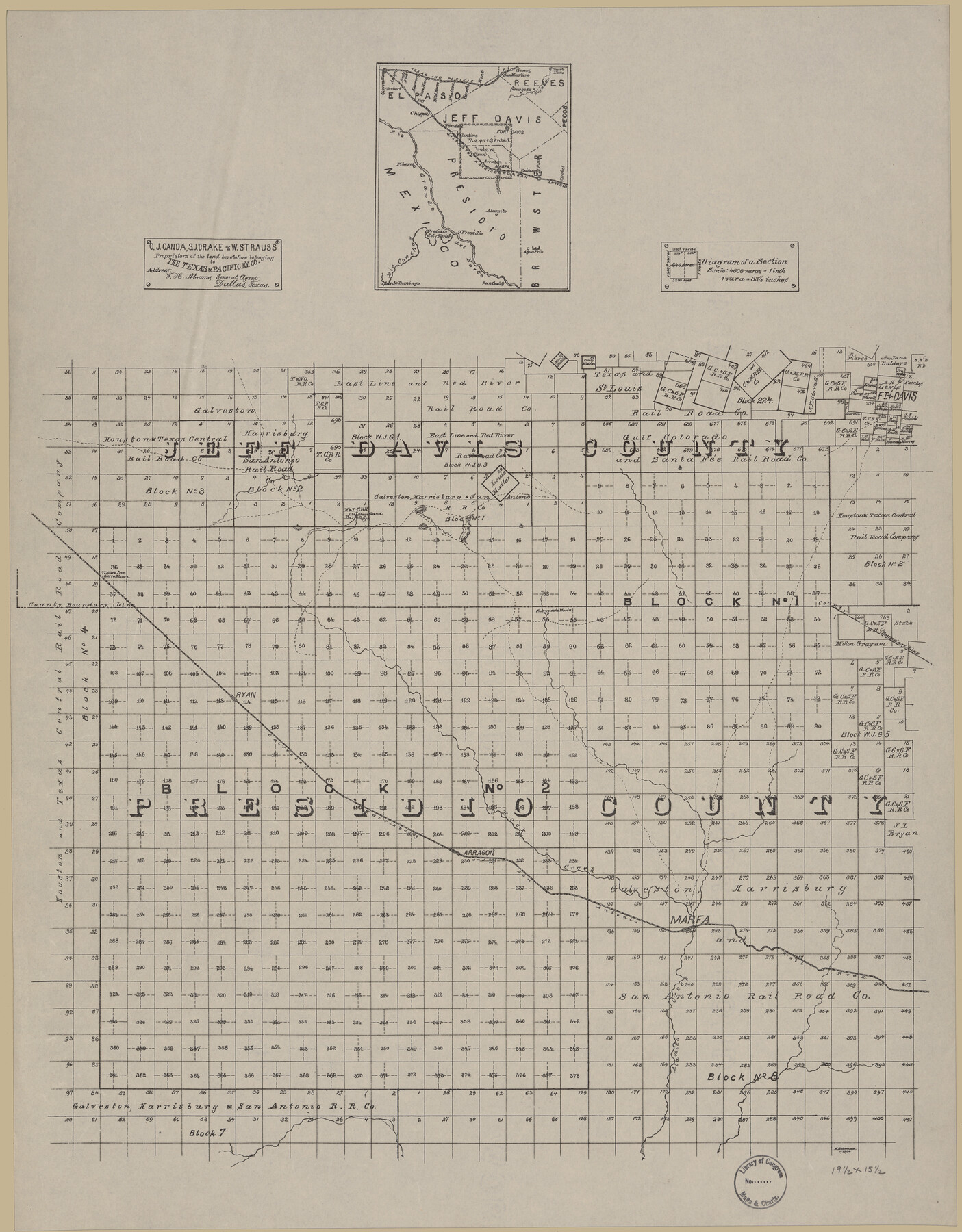 88959, [Map of T&P Blocks 1 and 2 in Jeff Davis and Presidio Counties], Library of Congress