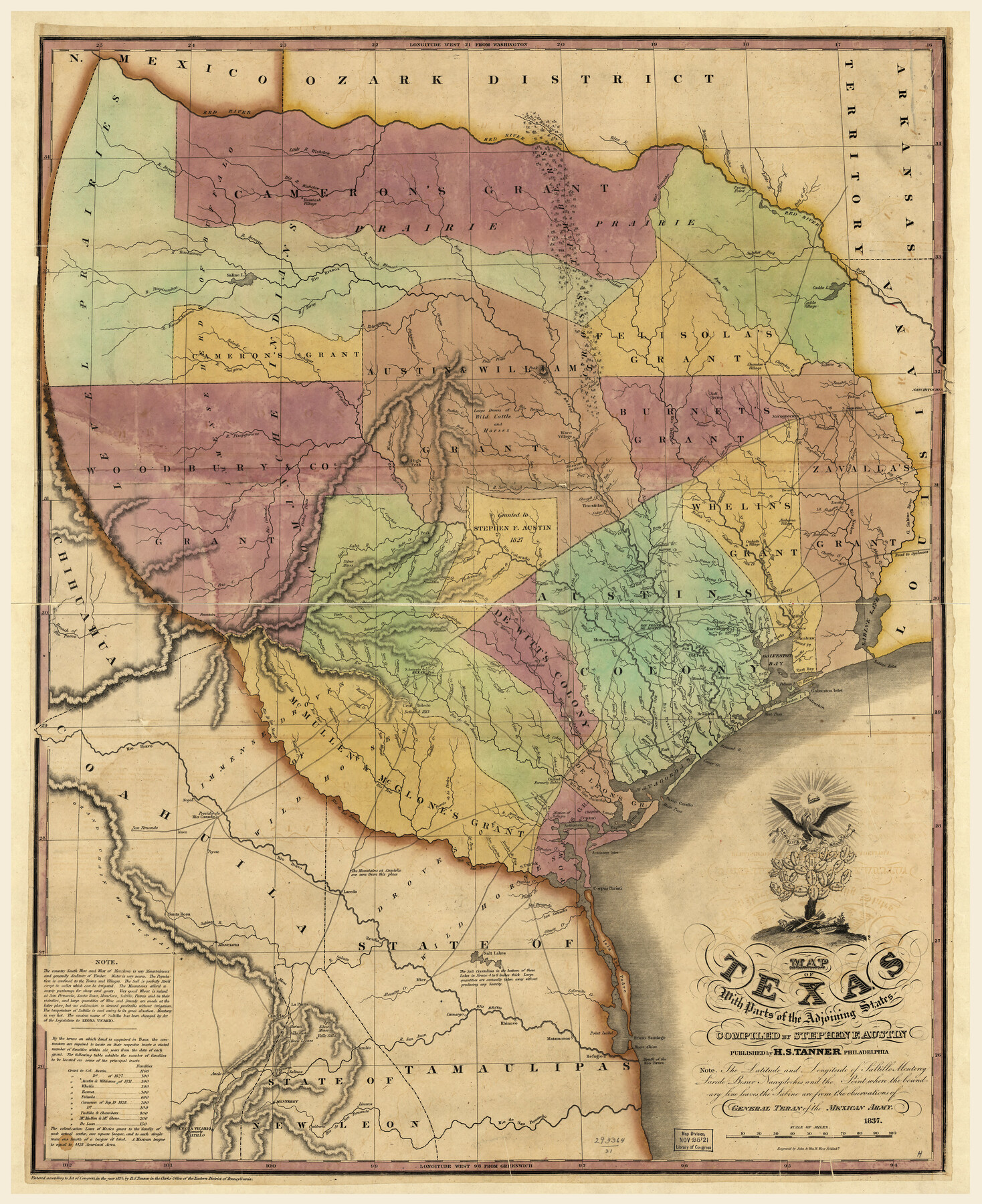 88998, Map of Texas With Parts of the Adjoining States, Library of Congress
