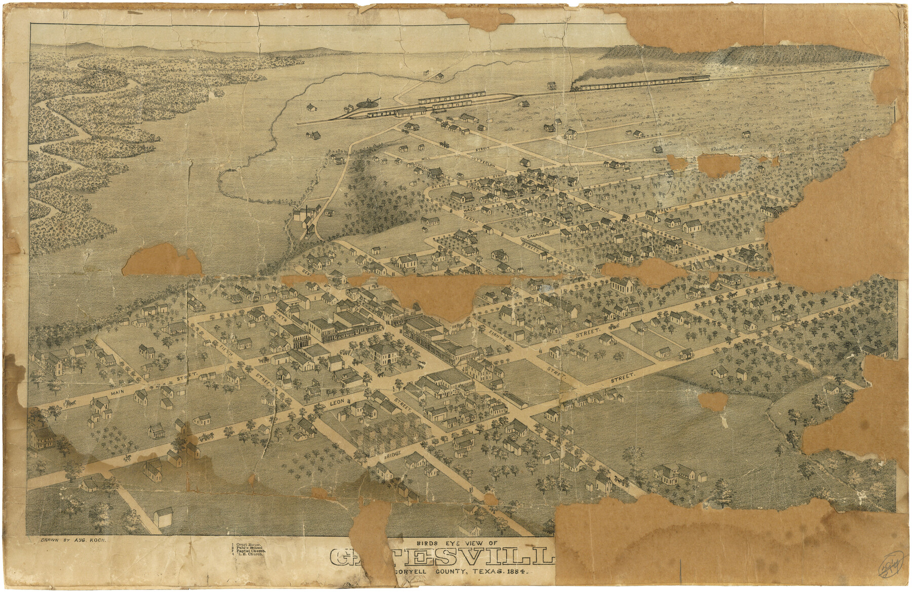 89088, Bird's Eye View of Gatesville, Coryell County, Texas, Non-GLO Digital Images