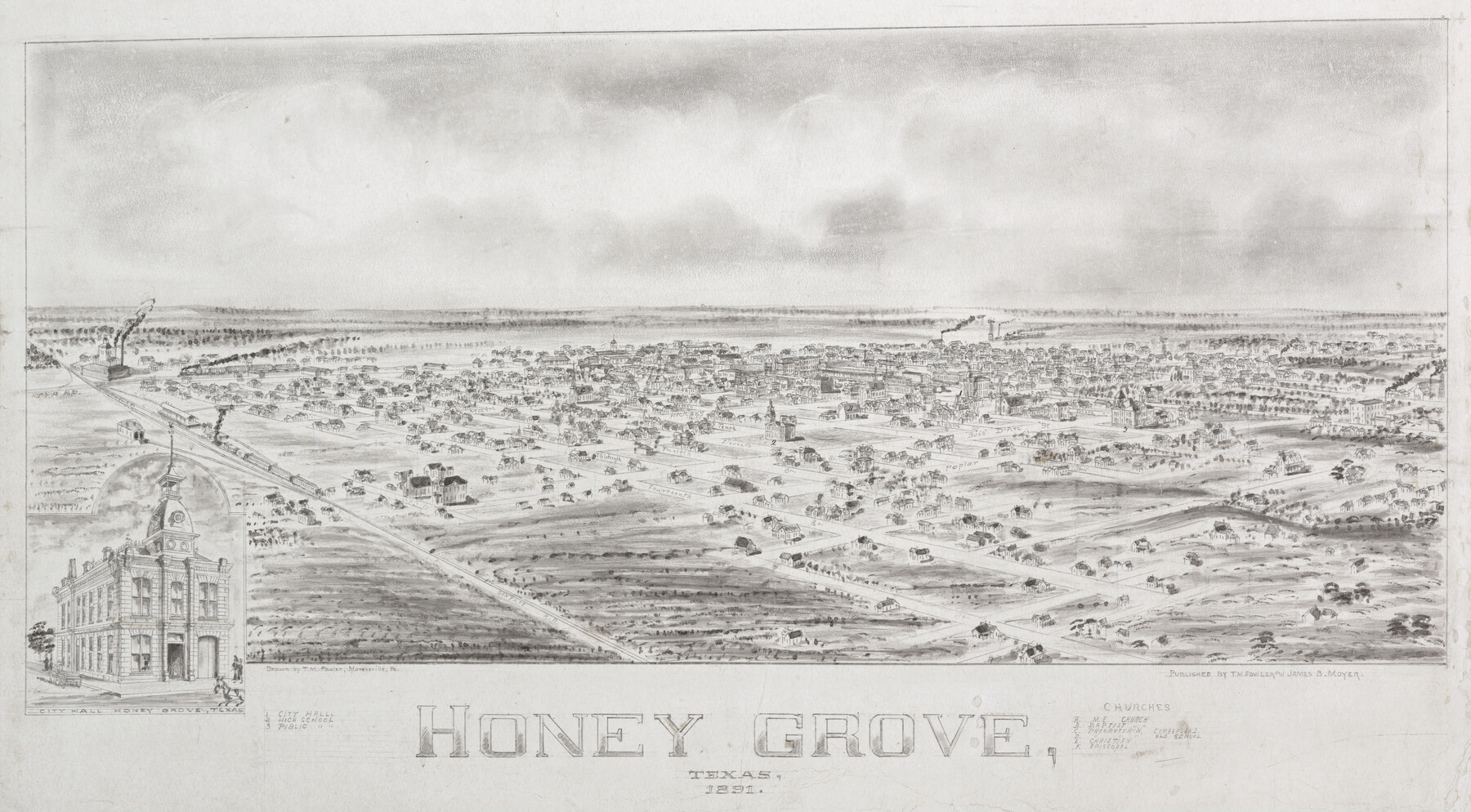 Perspective map of Fort Worth, Tex. 1891.