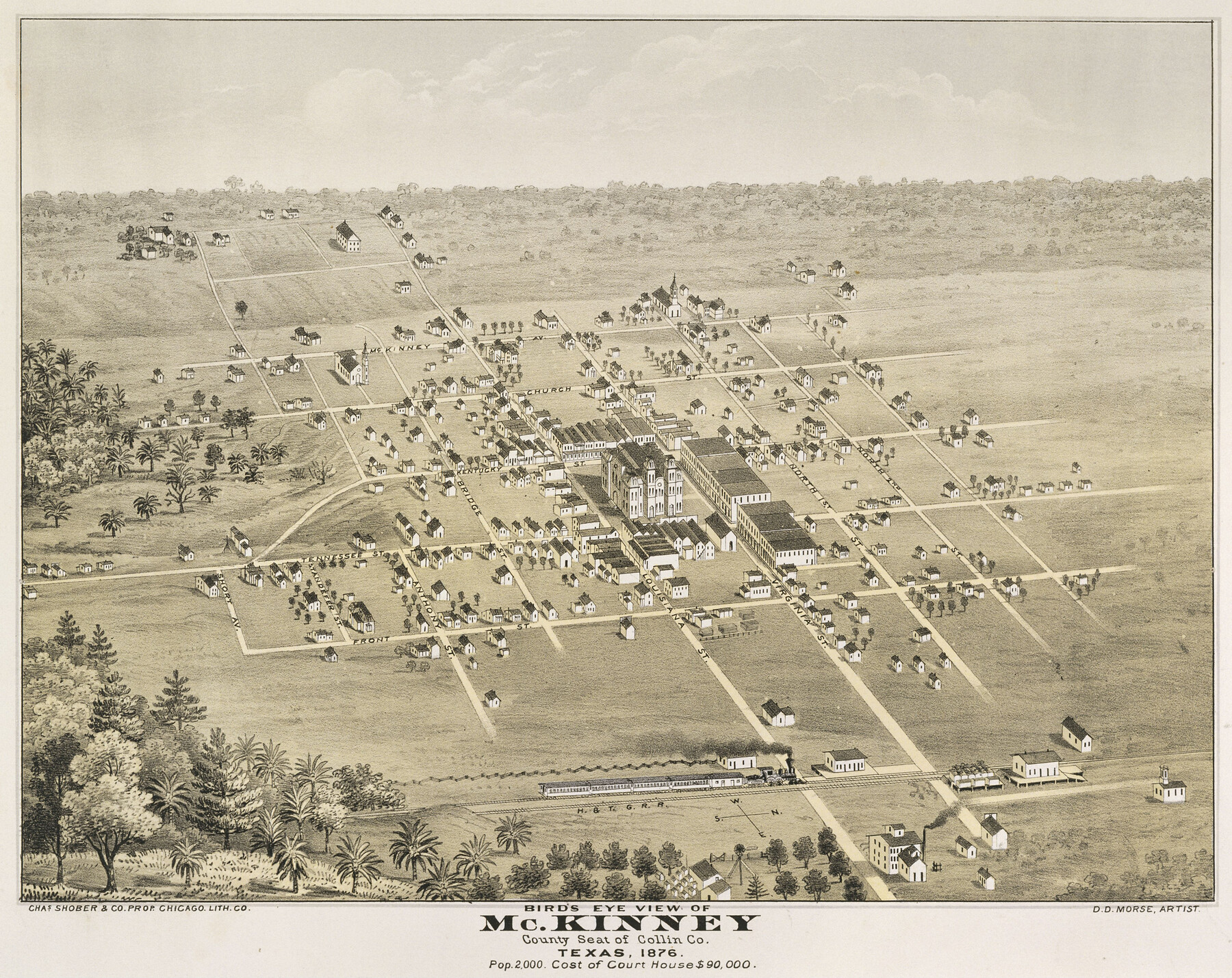 89099, Bird's Eye View of McKinney, County Seat of Collin Co[unty], Texas, Non-GLO Digital Images