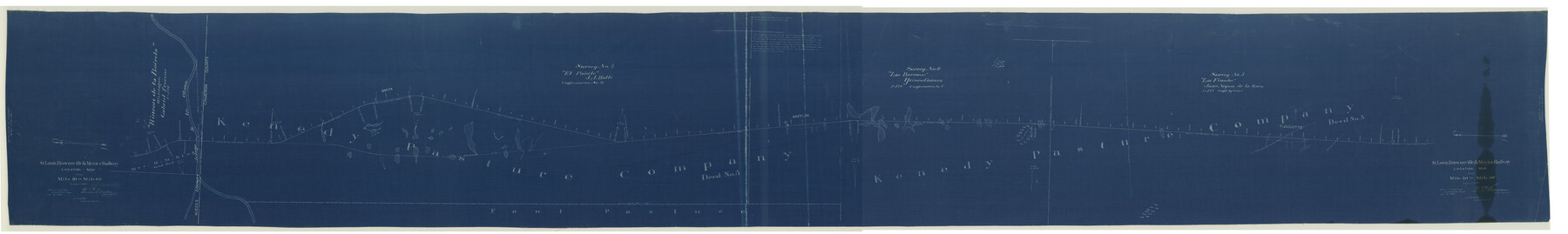 89282, St. Louis, Brownsville & Mexico Railway Location Map from Mile 40 to Mile 60, General Map Collection