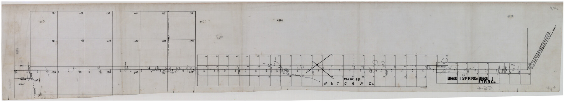 89625, [Sketch showing H. & T. C. R. R. Co. Blk. 48, S. P. R. R. Co. Blk. I, and E. T. R. R. Co. Blk. I], Twichell Survey Records