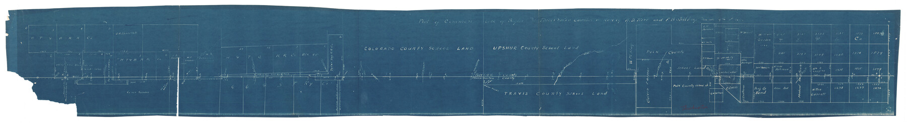 89640, Plat of Common Line of Baylor and Throckmorton Counties as Run by A.D. Kerr and F.B. Stribling, Twichell Survey Records