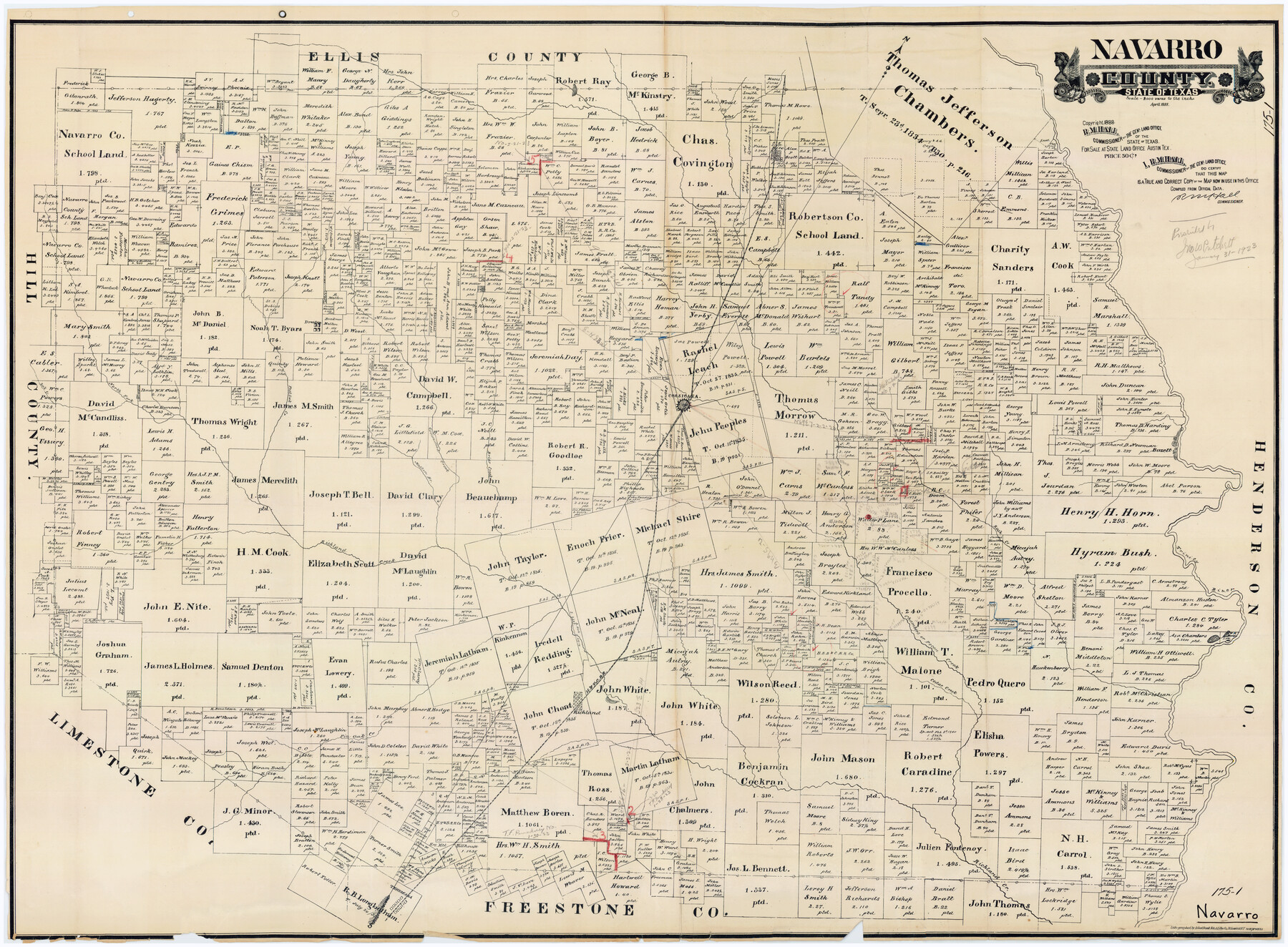 89651, Navarro County, 1888, Twichell Survey Records