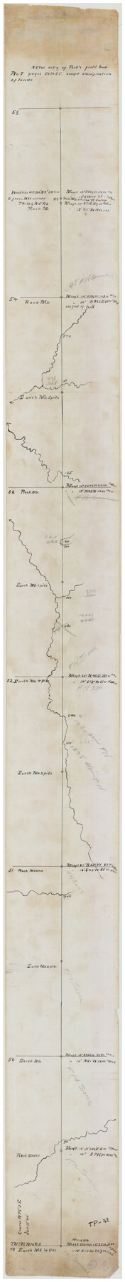 89666, A true copy of Peck's field book No. 7 pages 50 to 55, except classfication of lands, Twichell Survey Records