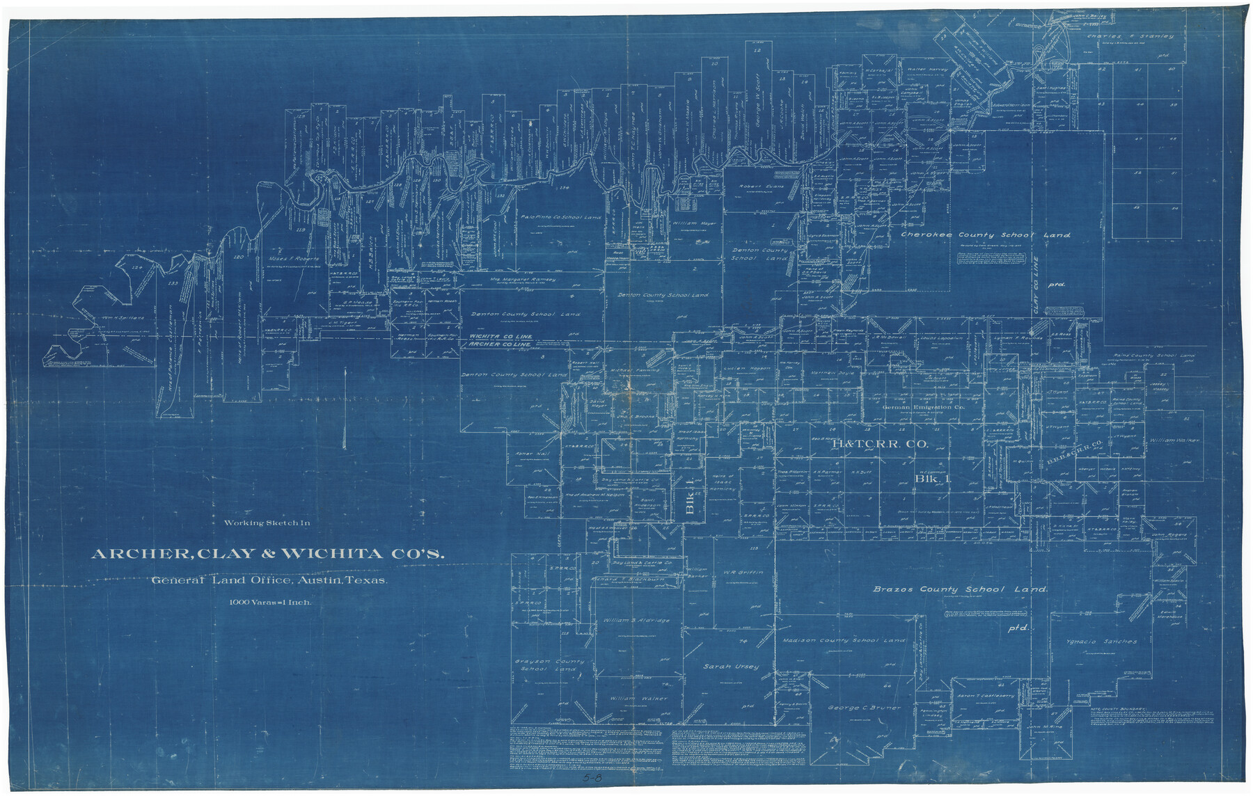 89719, Working Sketch in Archer, Clay & Wichita Co's., Twichell Survey Records