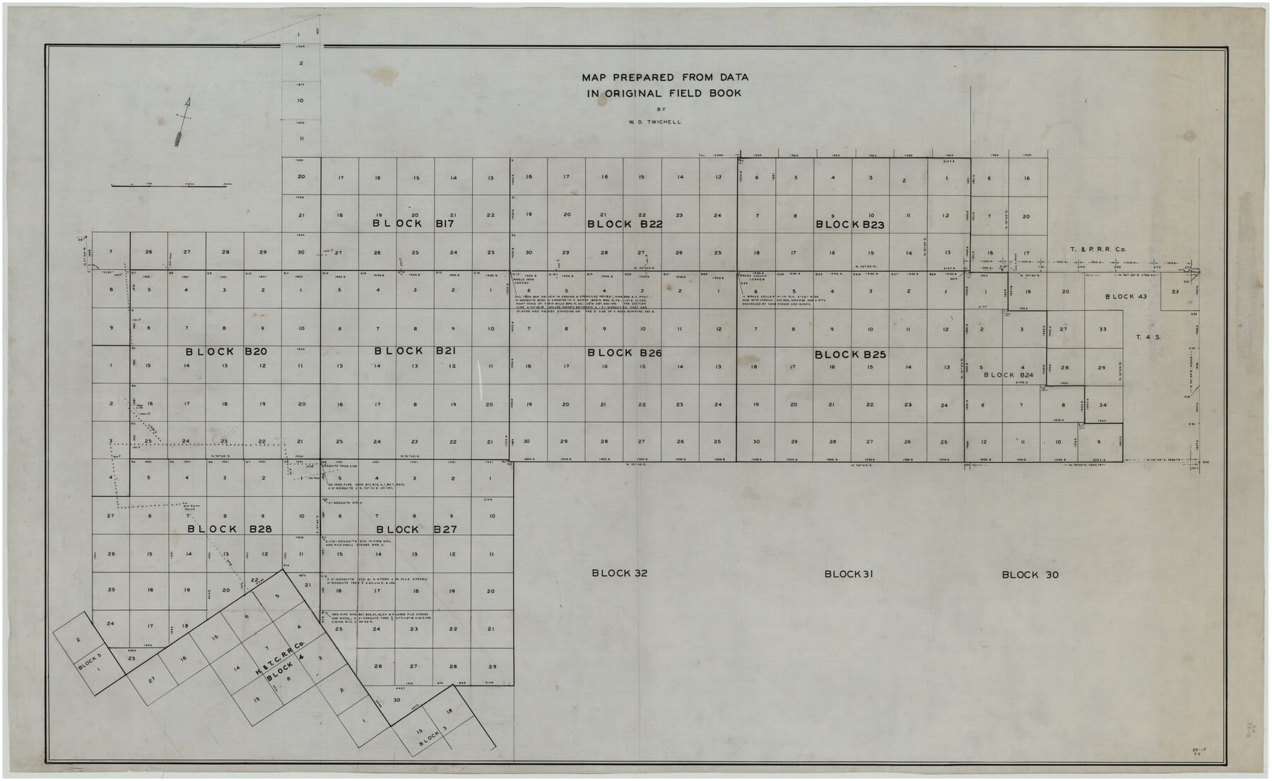 89750, Map Prepared from Data in Original Field Book by W.D. Twichell, Twichell Survey Records