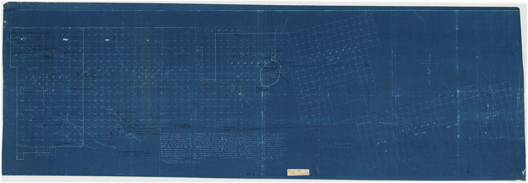 89777, [C.C.S.D. & R.G.N.G. RR. Co. Blk. G east thru T.&P. Blk 33], Twichell Survey Records