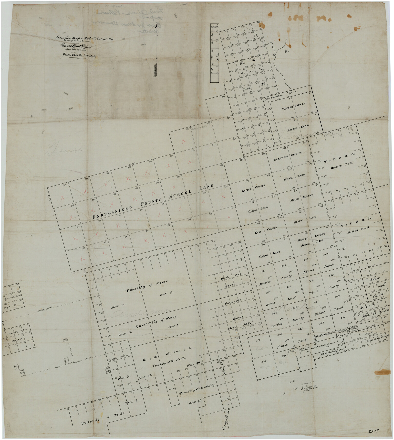 89781, Sketch from Dawson, Martin and Gaines Co's. (a part of Andrews Co. added), Twichell Survey Records