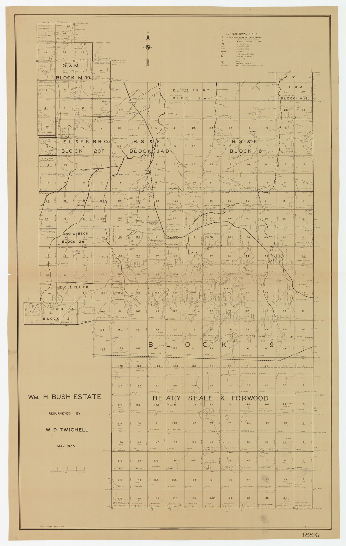 89784, Wm. H. Bush Estate resurveyed by W. D. Twichell May 1905, Twichell Survey Records