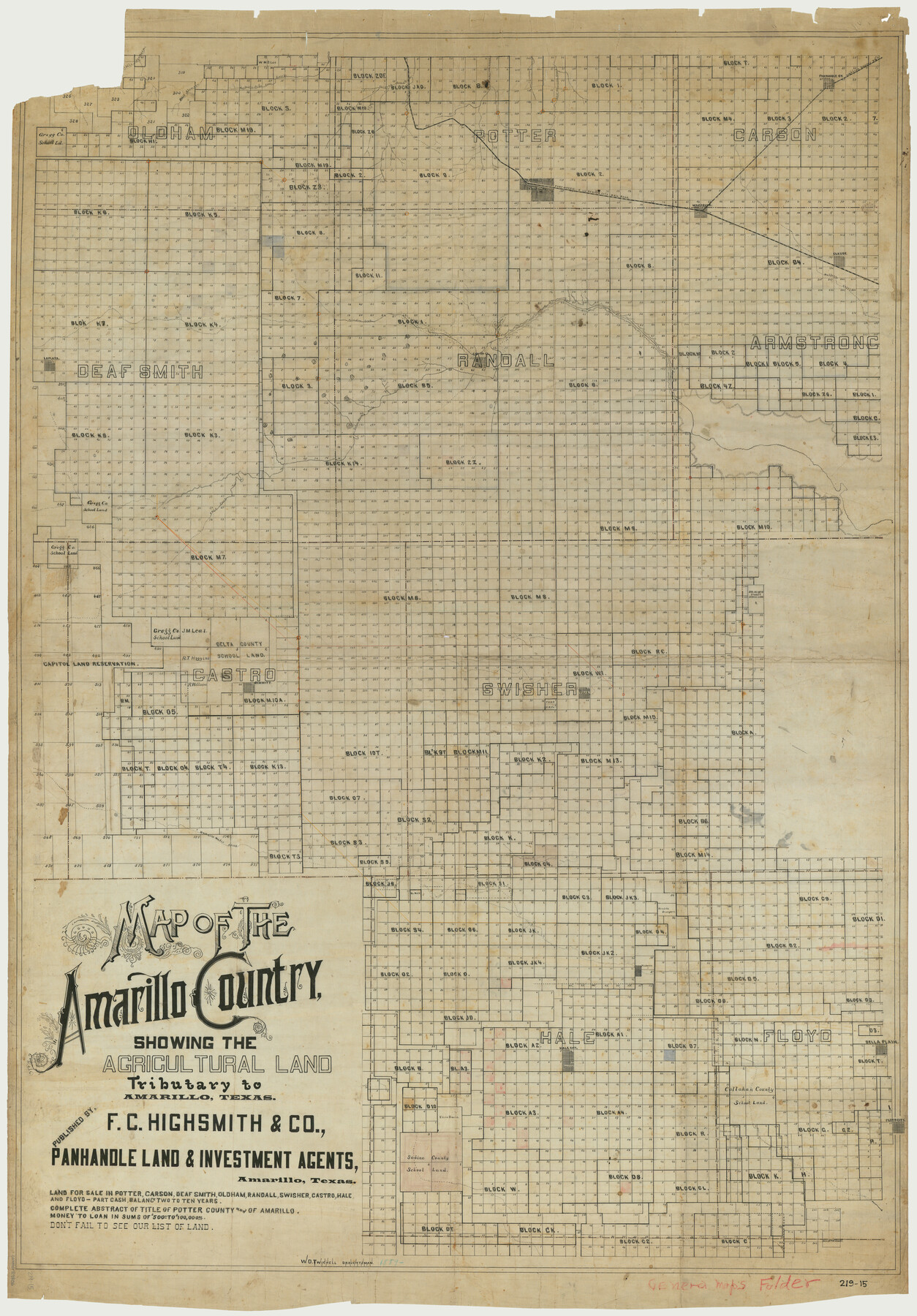 89806, Map of the Amarillo County Showing the Agricultural Land Tributary to Amarillo, Texas, Twichell Survey Records