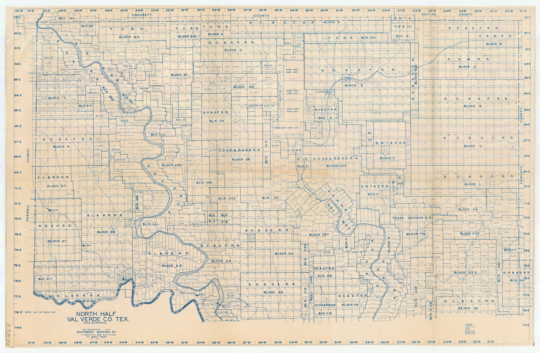 89809, North Half of Val Verde Co., Tex., Twichell Survey Records