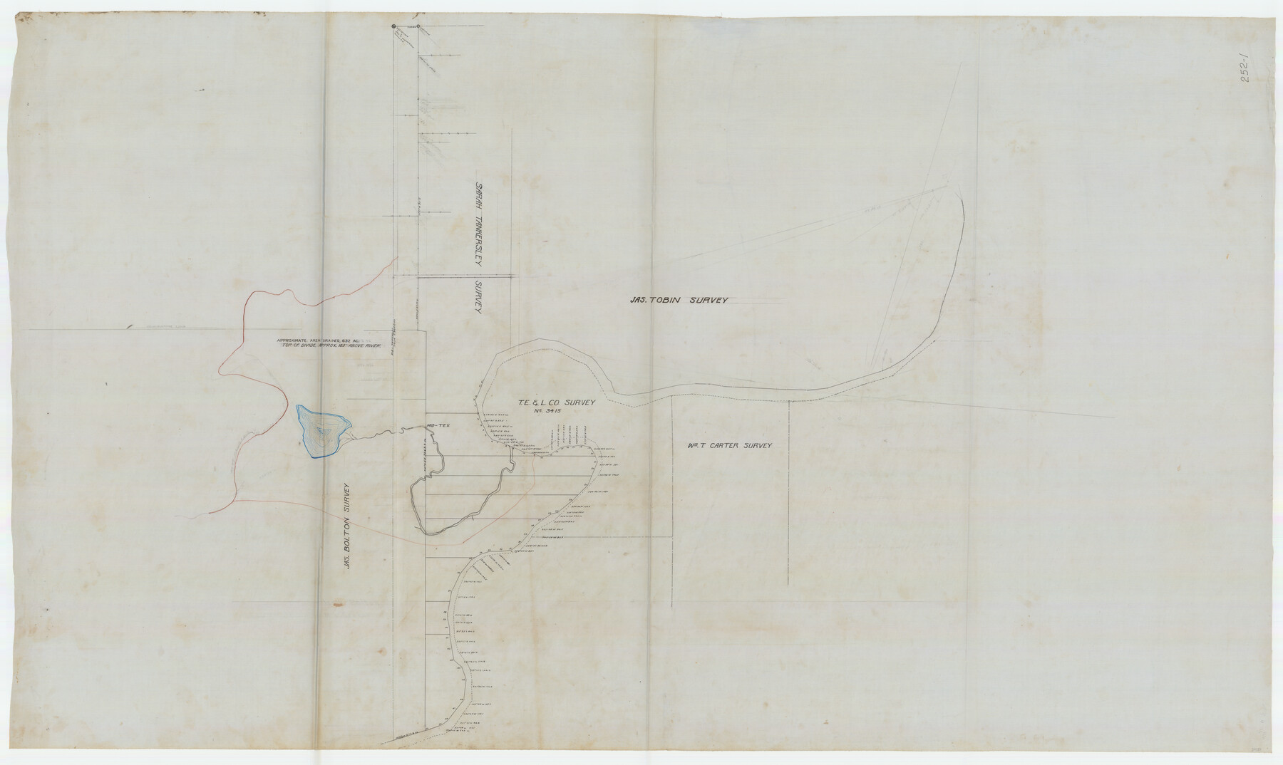 89814, [River Meander along Jas. Tobin Survey and others], Twichell Survey Records