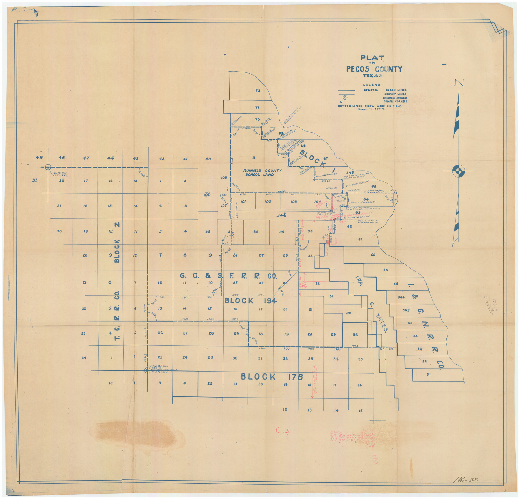 89834, Plat in Pecos County, Texas, Twichell Survey Records