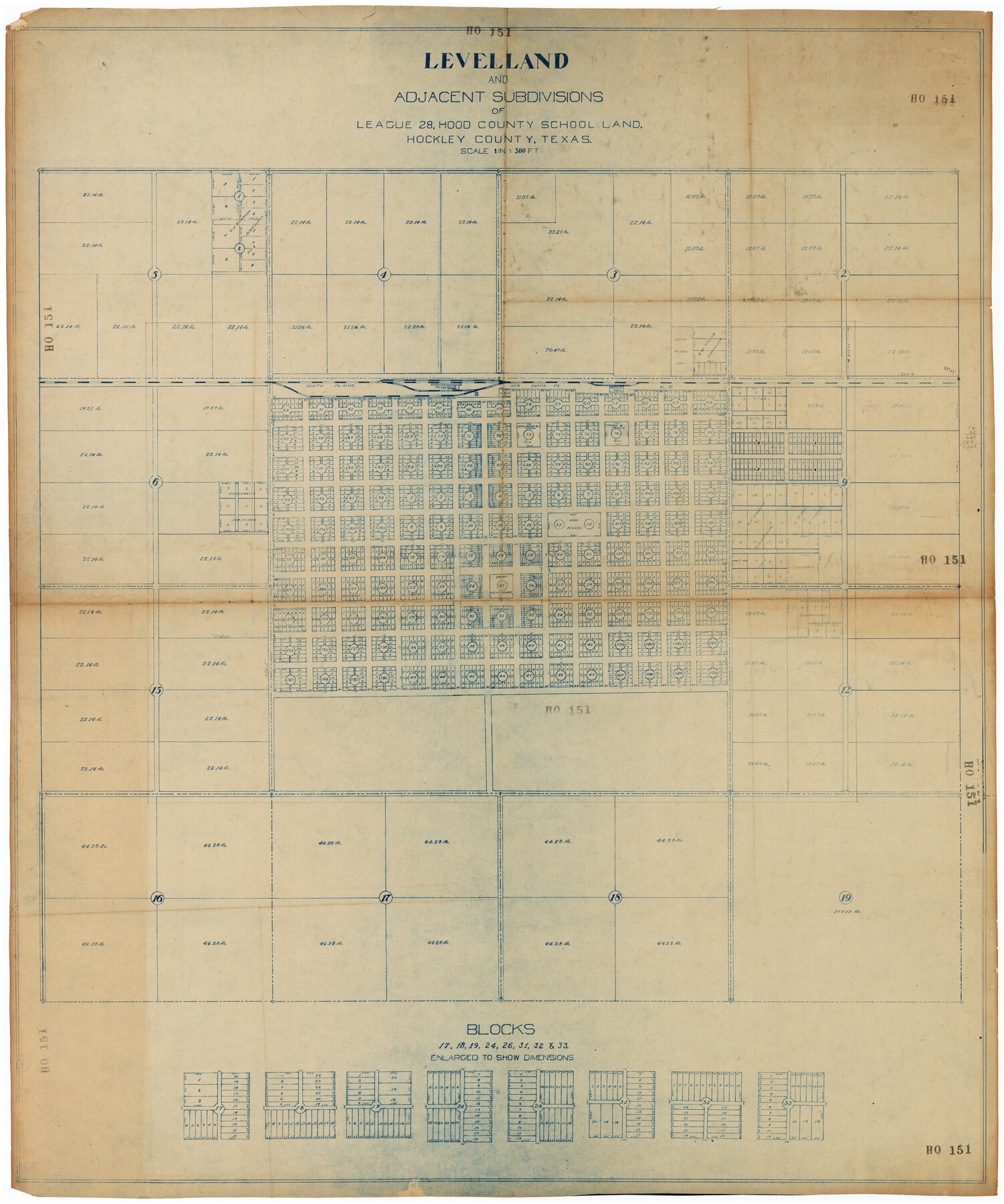 89848, Leveland and Adjacent Subdivisions of League 28, Hood County School Land Hockley County, Texas, Twichell Survey Records