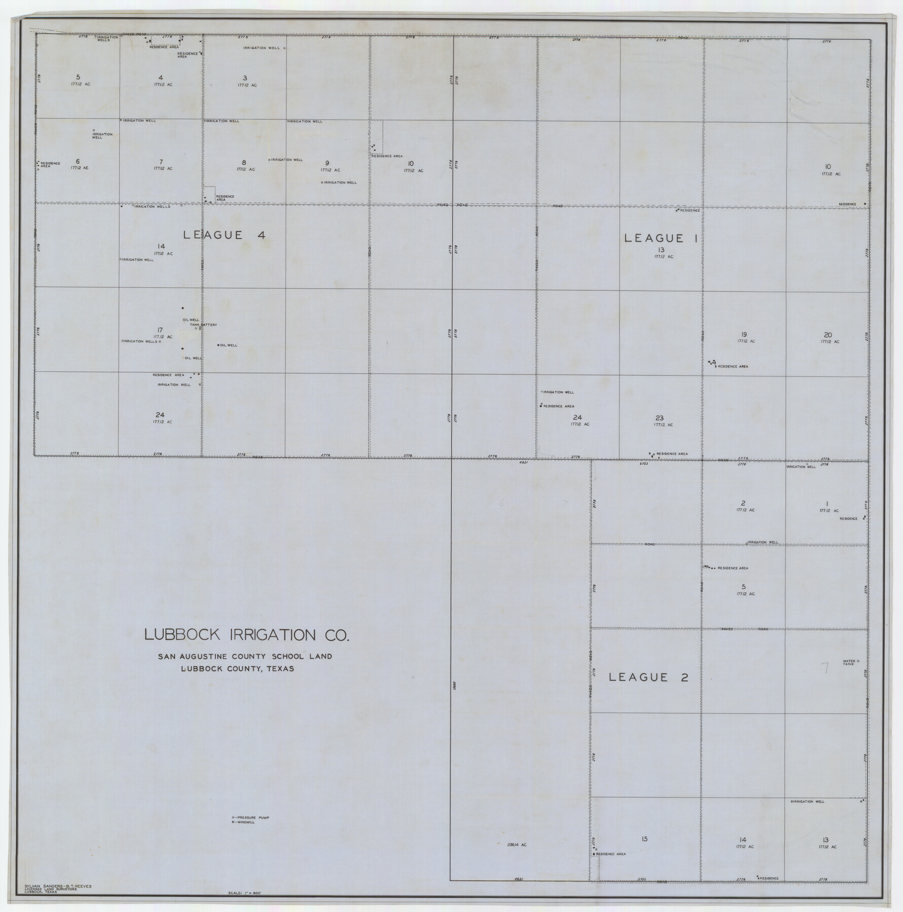89894, Lubbock Irrigation Co. San Augustine County School Land Lubbock County, Texas, Twichell Survey Records