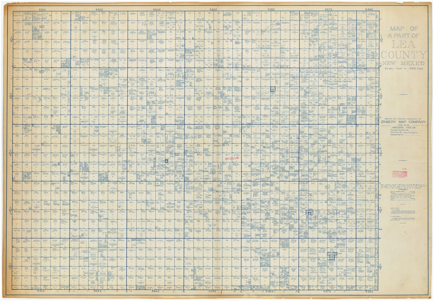89910, Map of a Part of Lea County, New Mexico, Twichell Survey Records