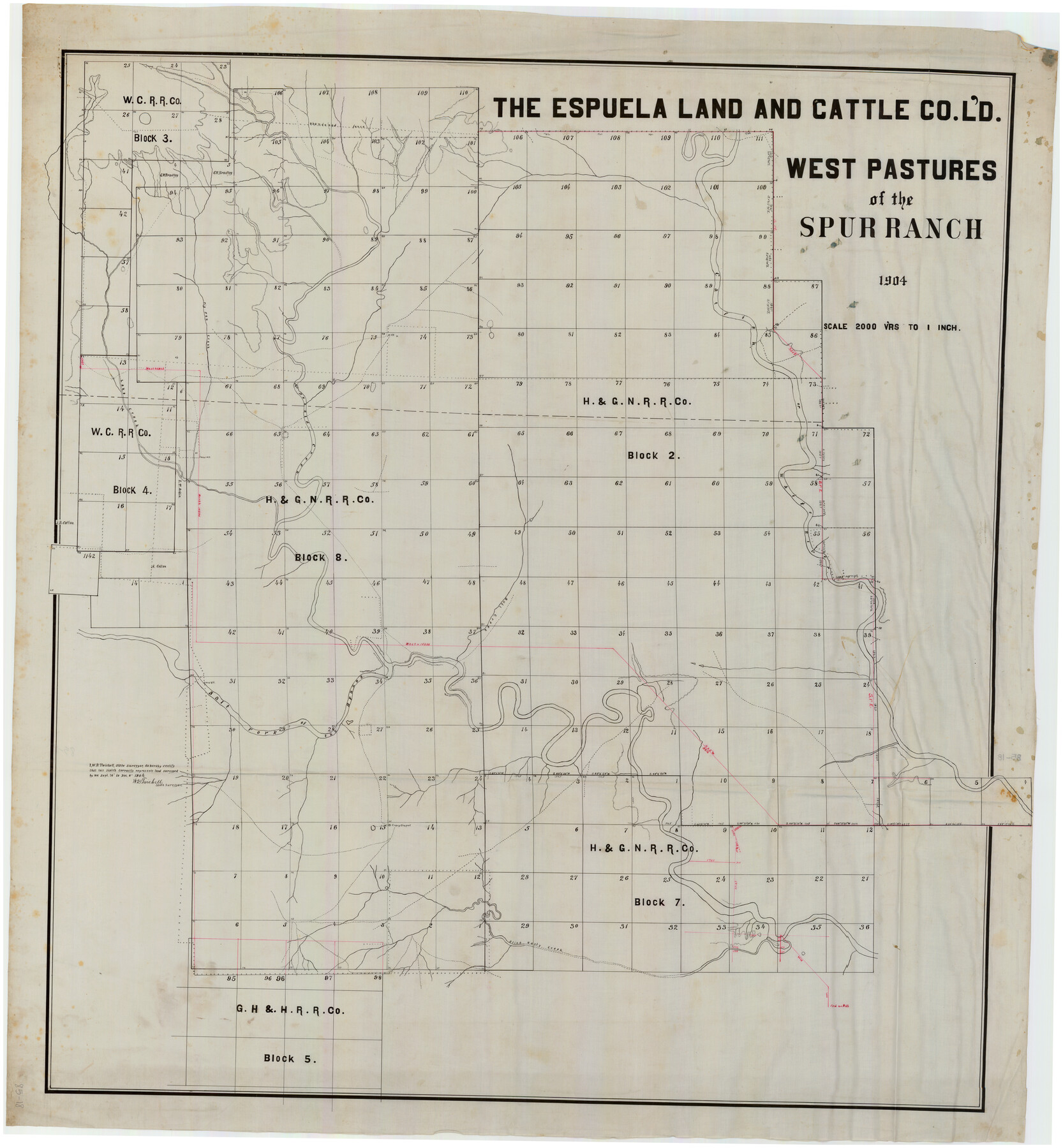 89947, The Espuela Land and Cattle Co. L'd. West Pastures of the Spur Ranch, Twichell Survey Records