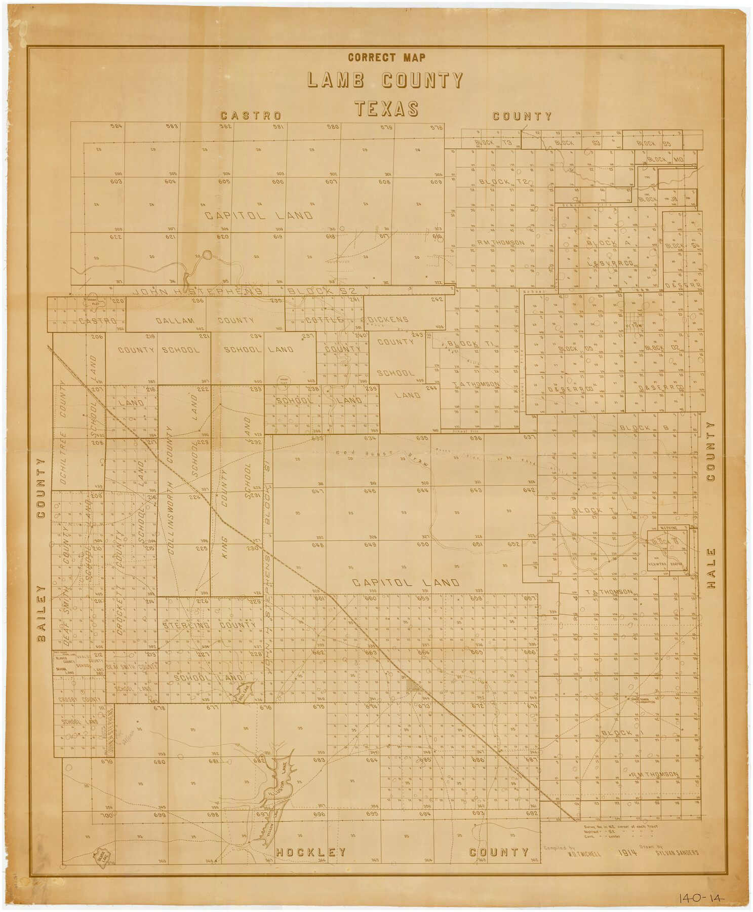 89954, Correct Map of Lamb County, Texas, Twichell Survey Records