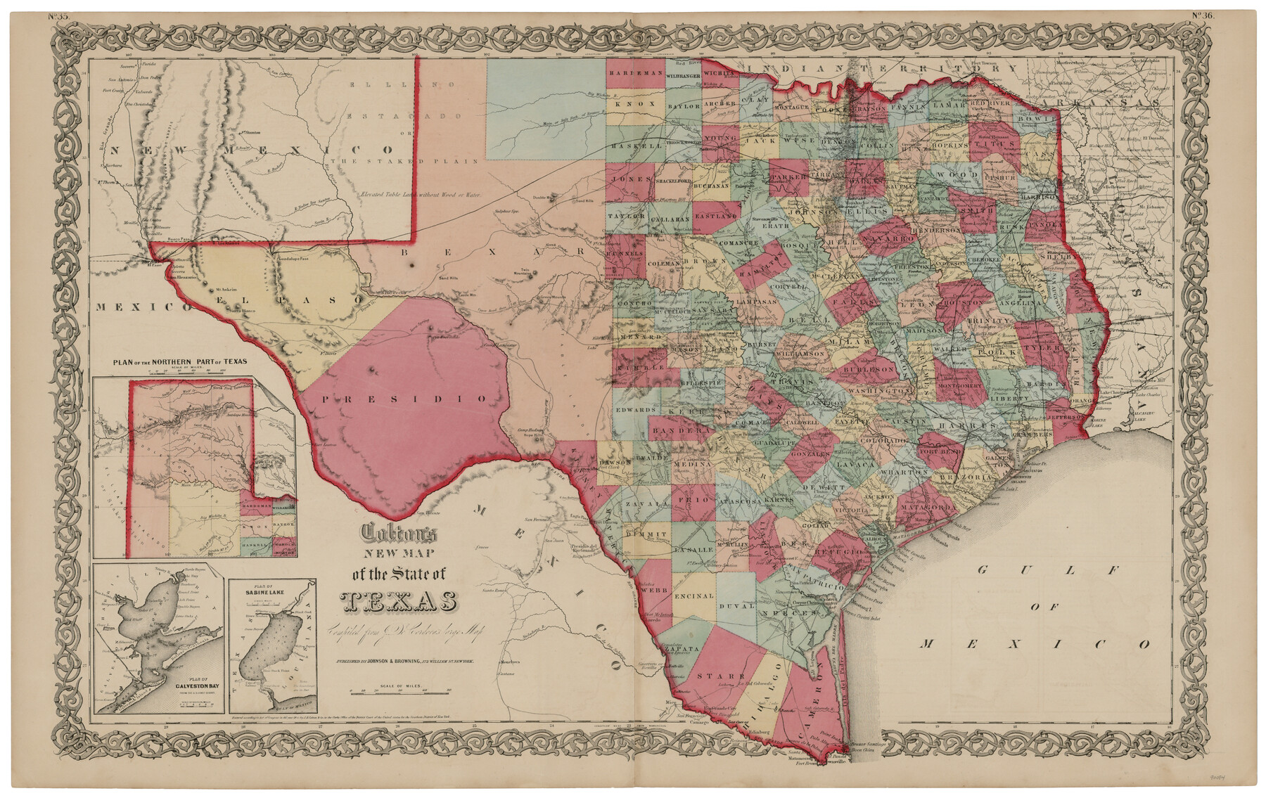 90094, Colton's New Map of the State of Texas Compiled from J. De Cordova's large Map, General Map Collection