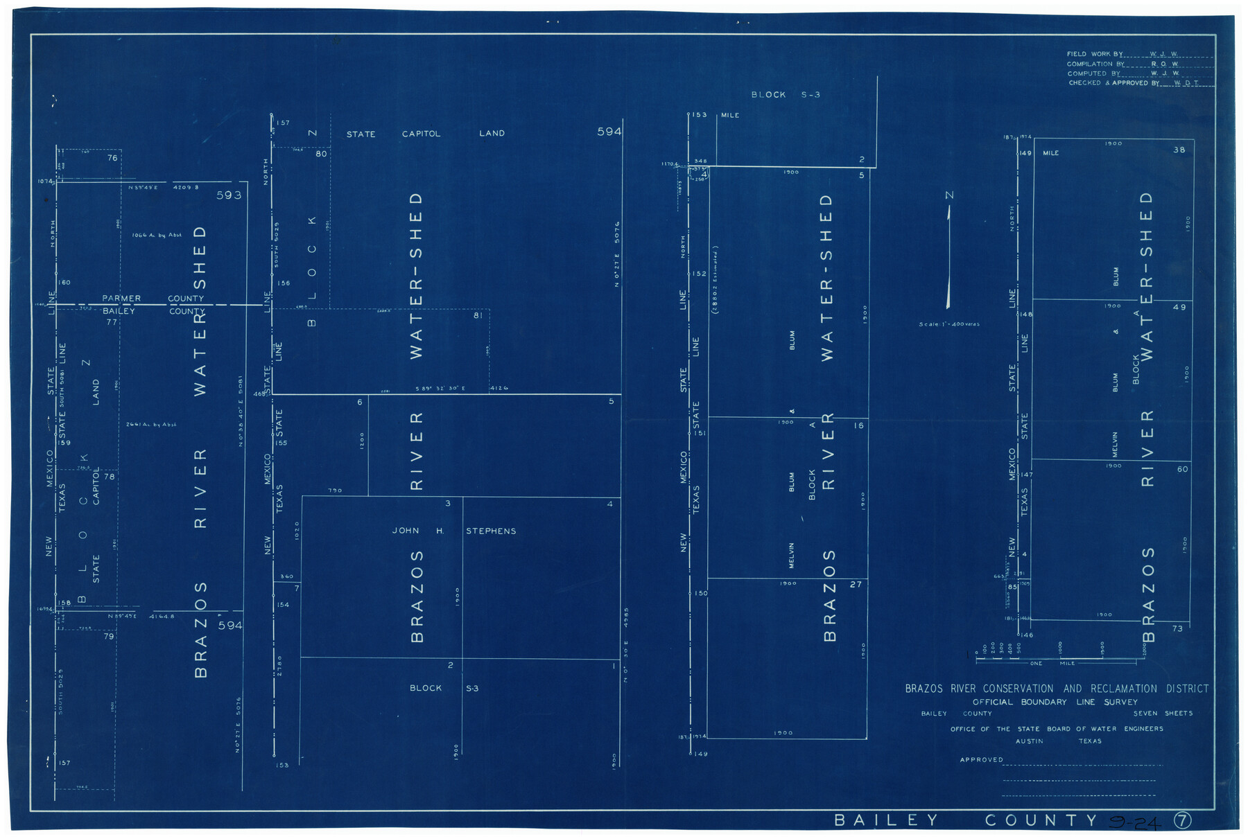 90130, Brazos River Conservation and Reclamation District Official Boundary Line Survey, Twichell Survey Records