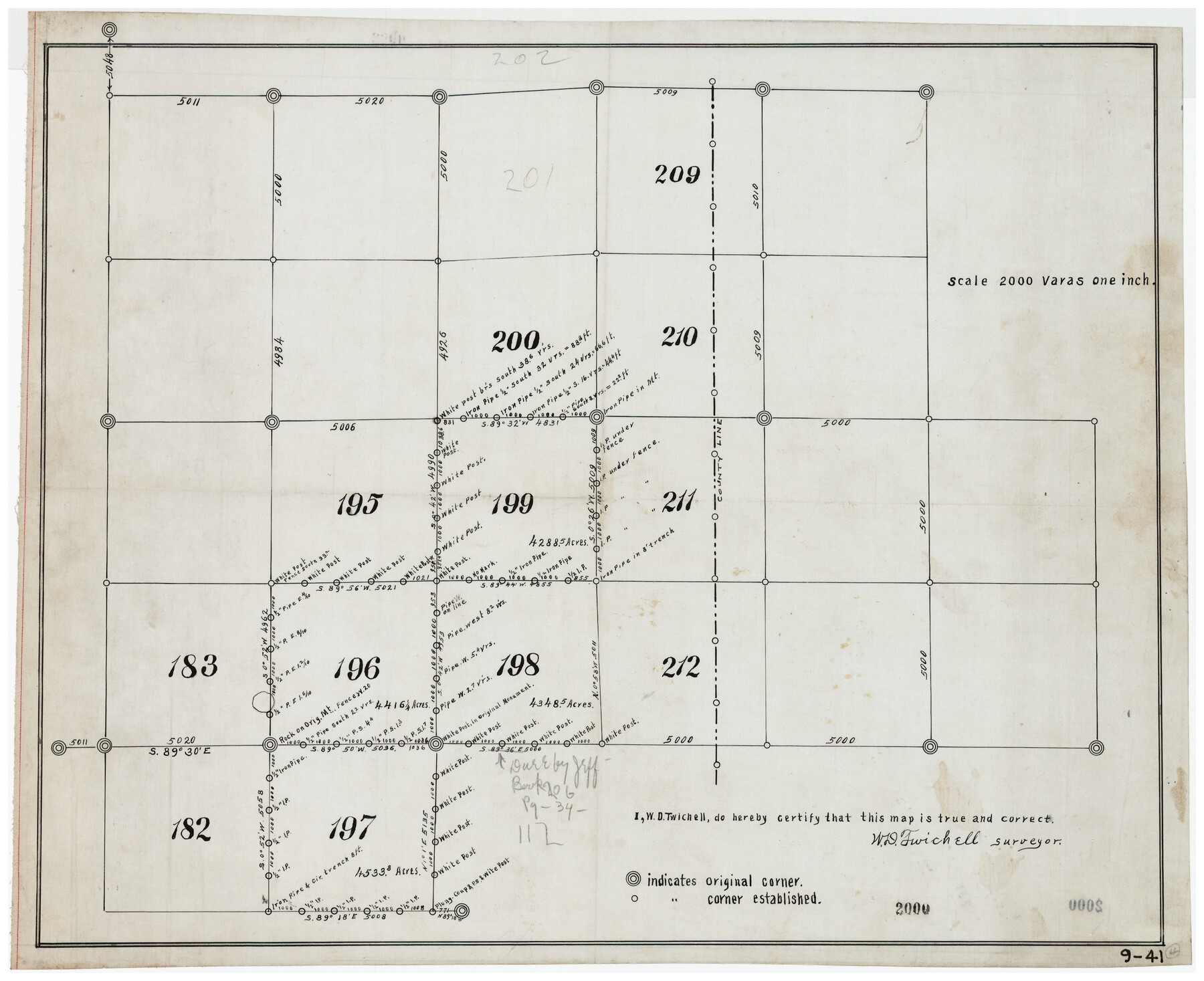 90159, [Lgs. 209-212, 182, 183, 195-200 with notes], Twichell Survey Records