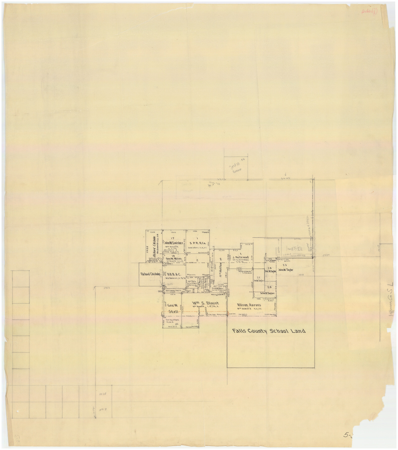 90168, [Surveys in the vicinity of Falls County School Land], Twichell Survey Records