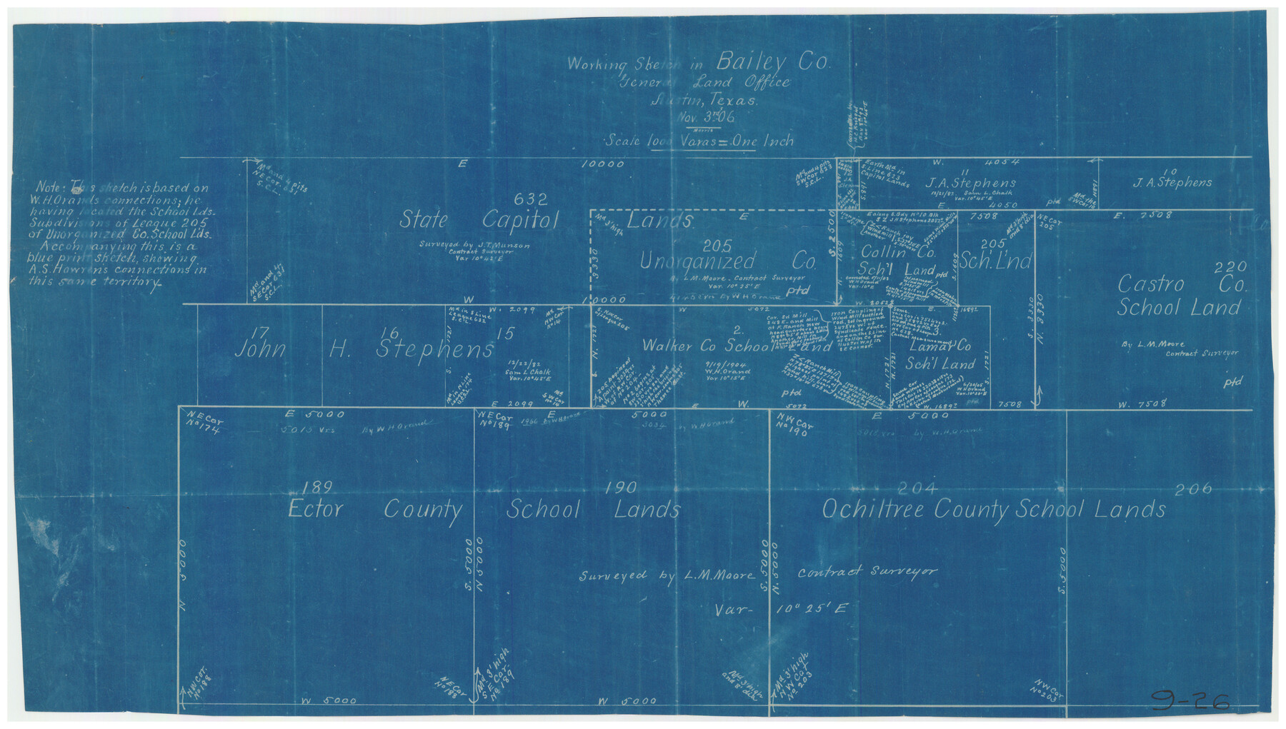 90184, Working Sketch in Bailey County, Twichell Survey Records