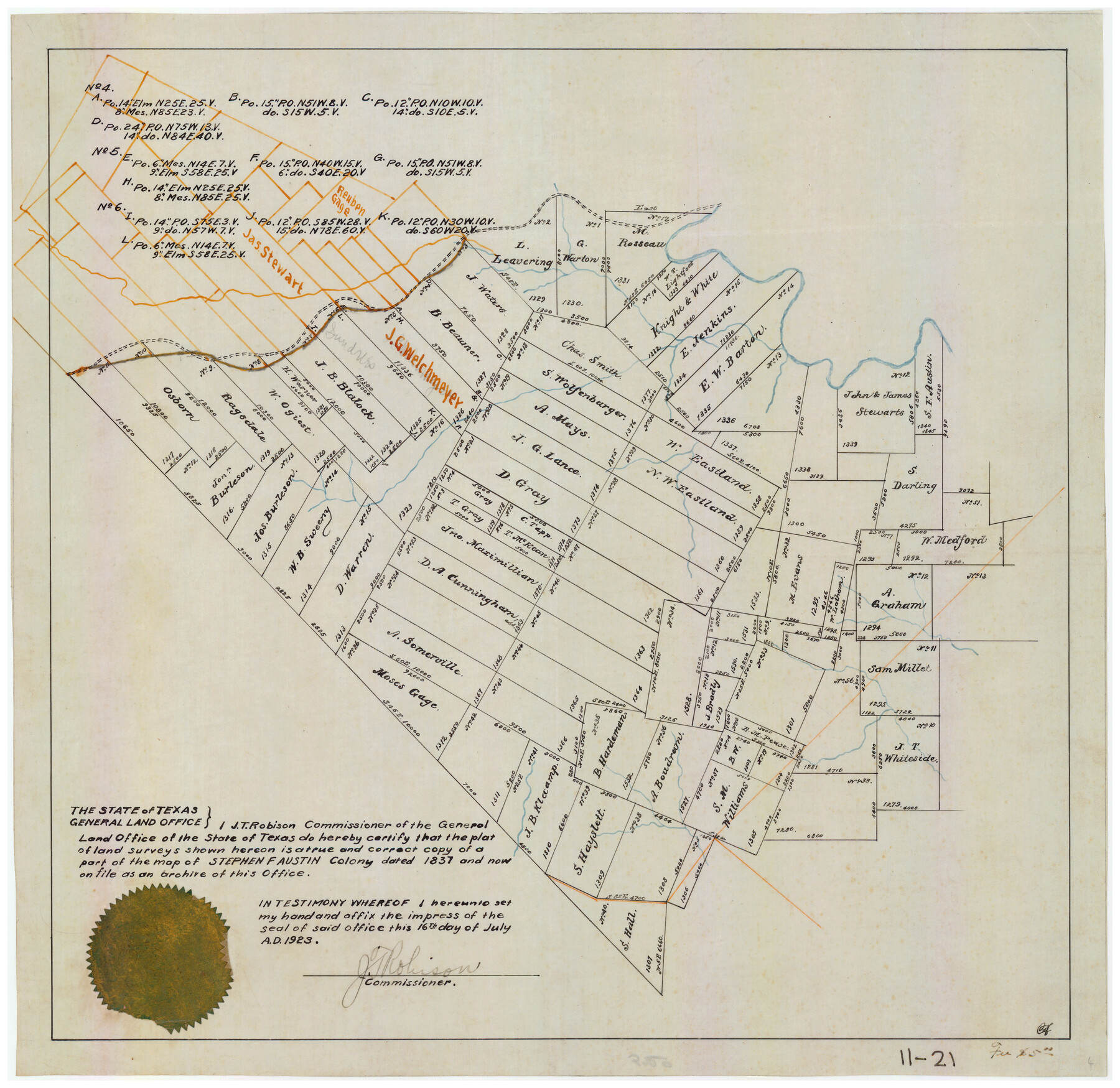 90208, [Part of Connected map of Stephen F. Austin's Colony on file at the GLO], Twichell Survey Records