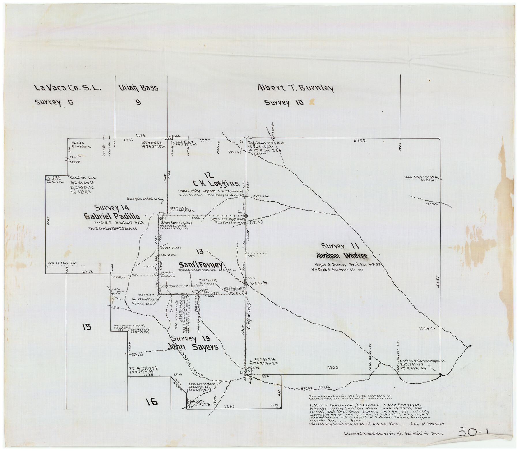 90222, [Area to the West and North of the Abraham Winfrey survey 11], Twichell Survey Records