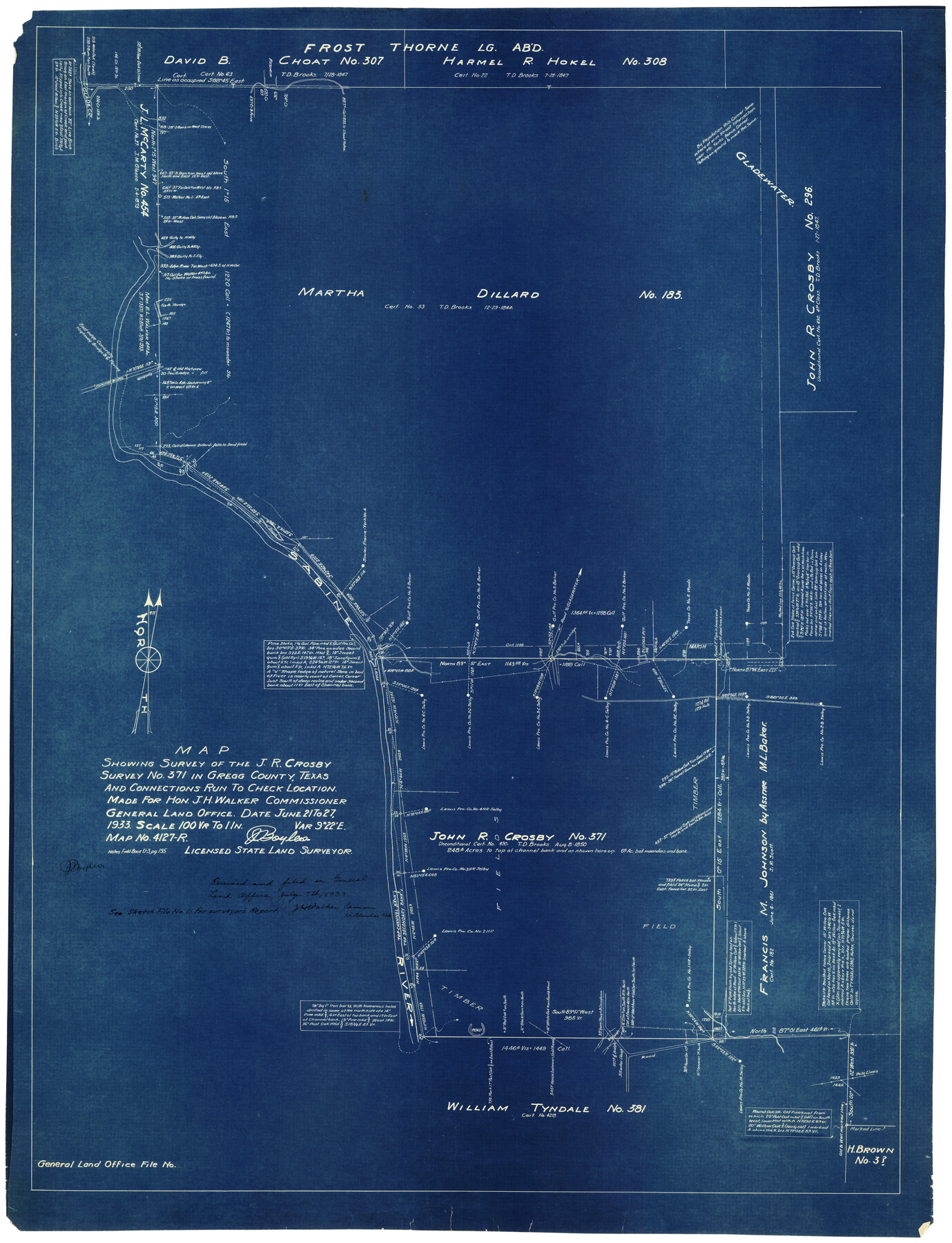 9024, Gregg County Rolled Sketch JB1, General Map Collection
