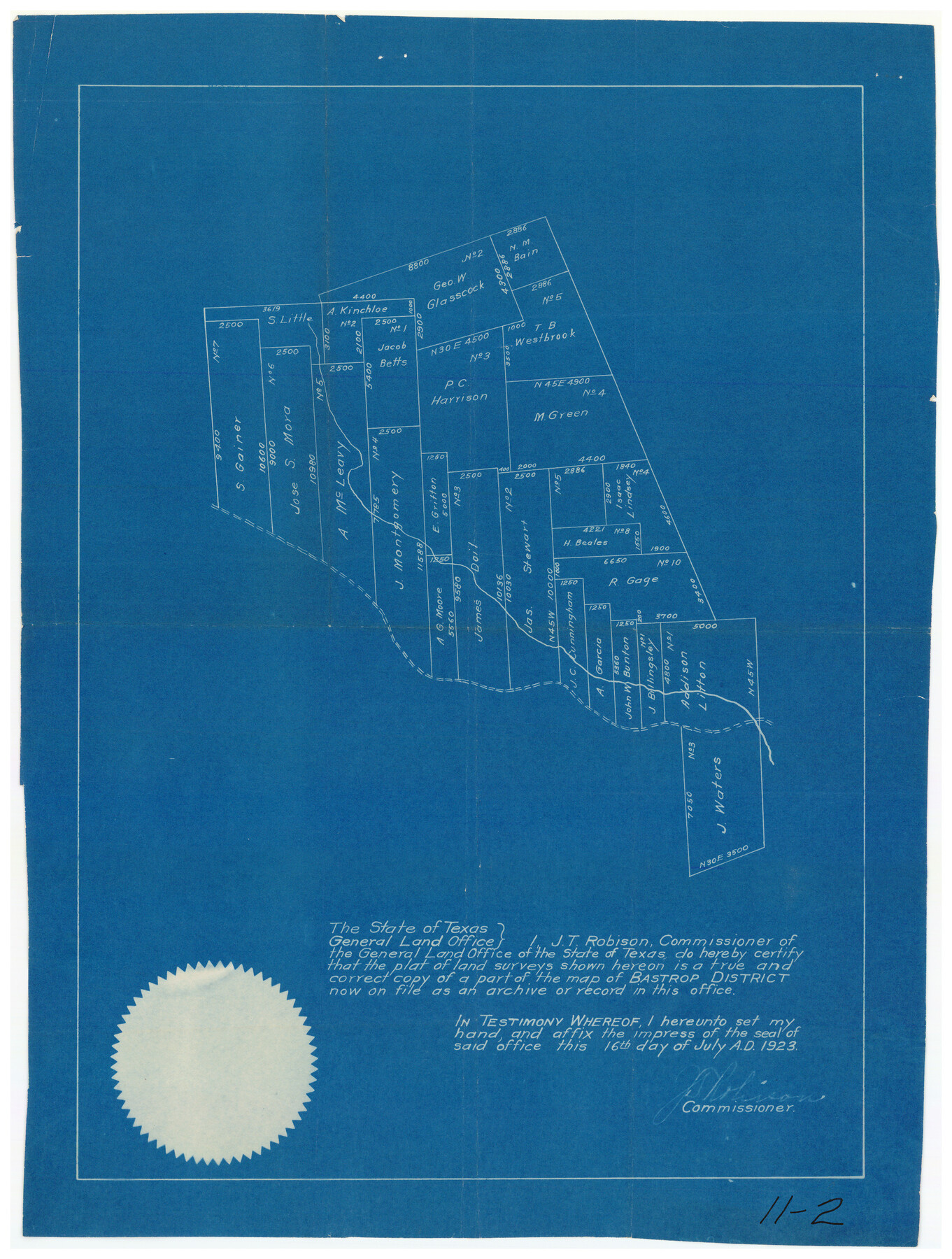 90240, [Sketch of a portion of a Bastrop District GLO map], Twichell Survey Records