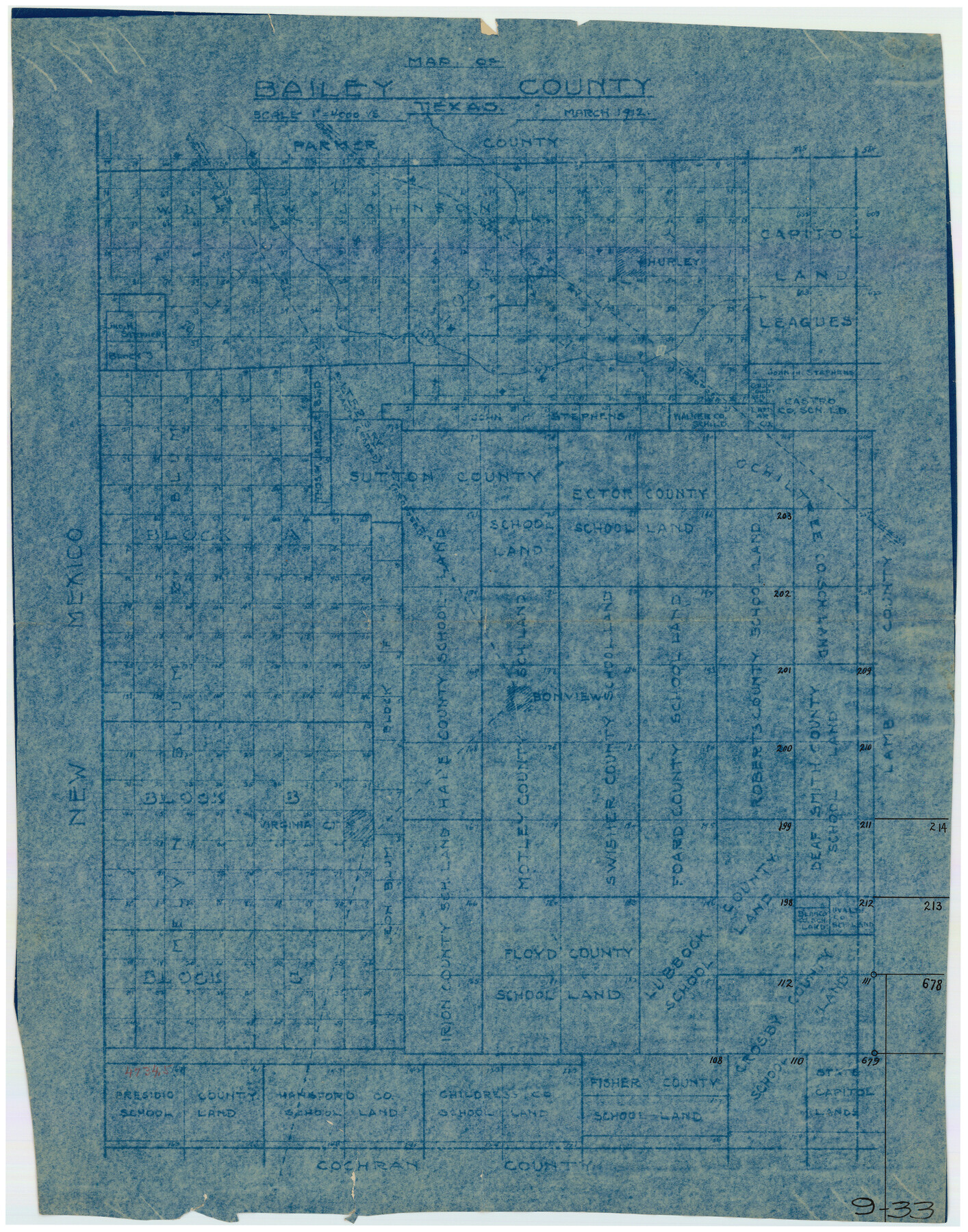 90248, Map of Bailey County, Texas, Twichell Survey Records