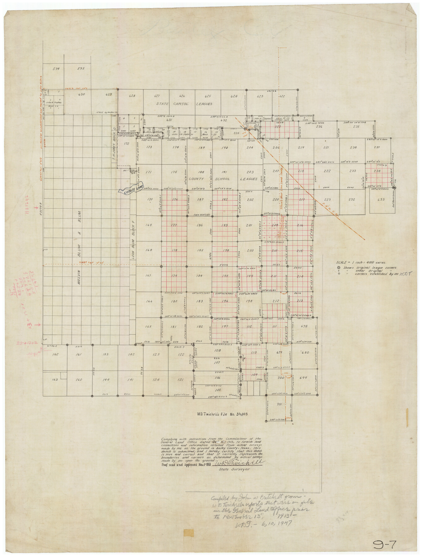 90279, [County School Land Leagues], Twichell Survey Records