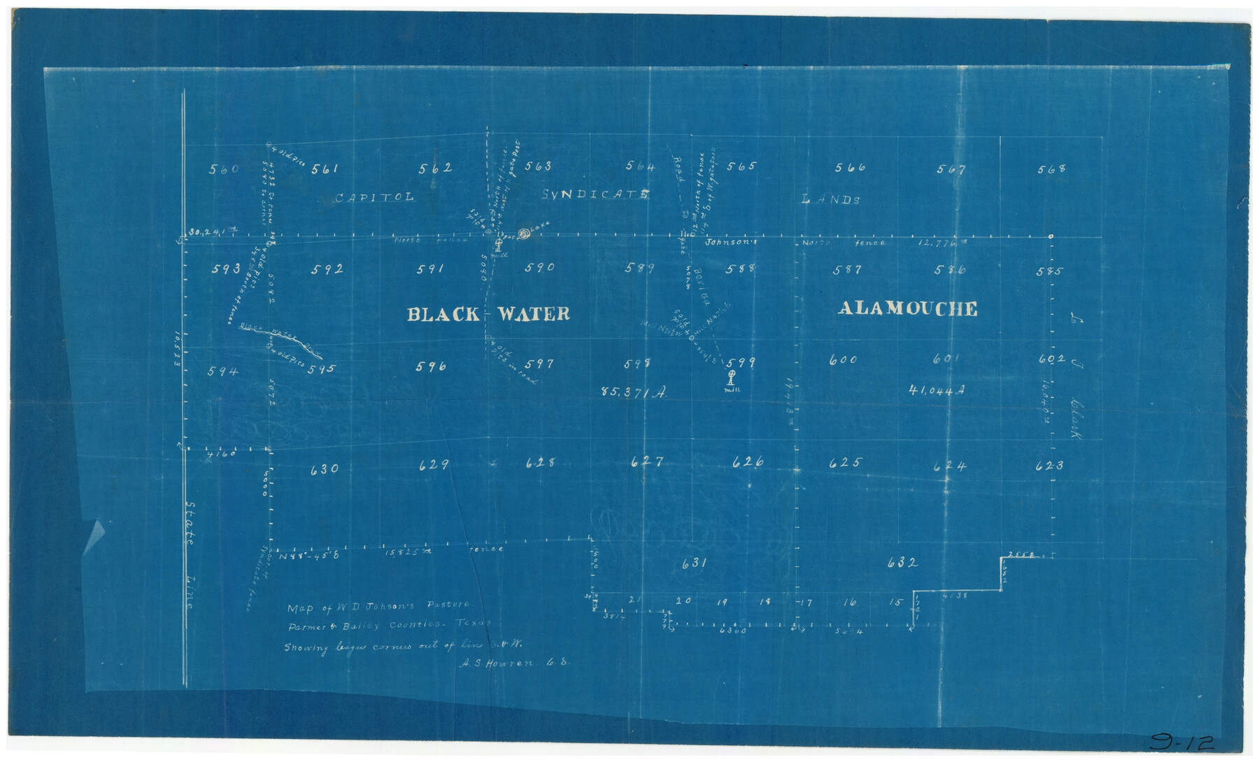 90284, Map of W. D. Johnson's Pasture, Twichell Survey Records