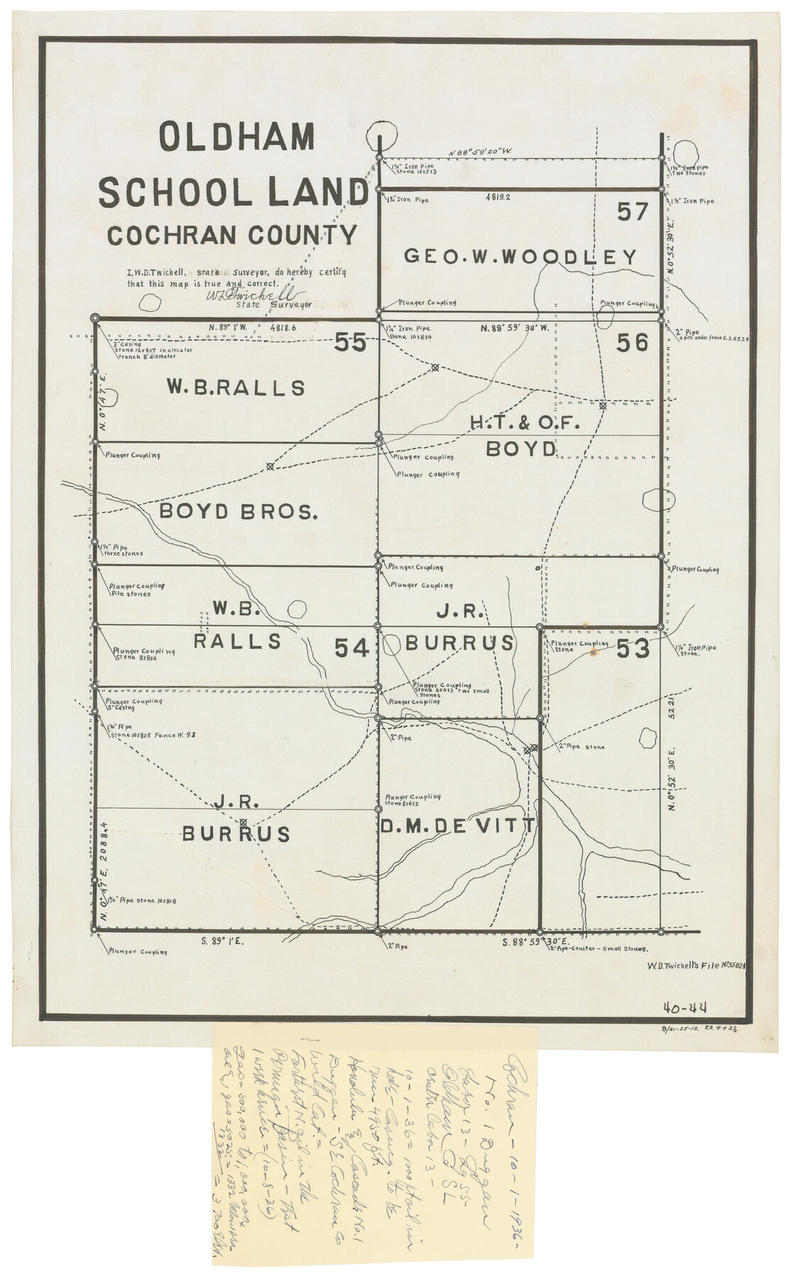 90302, Oldham School Land, Cochran County, Twichell Survey Records