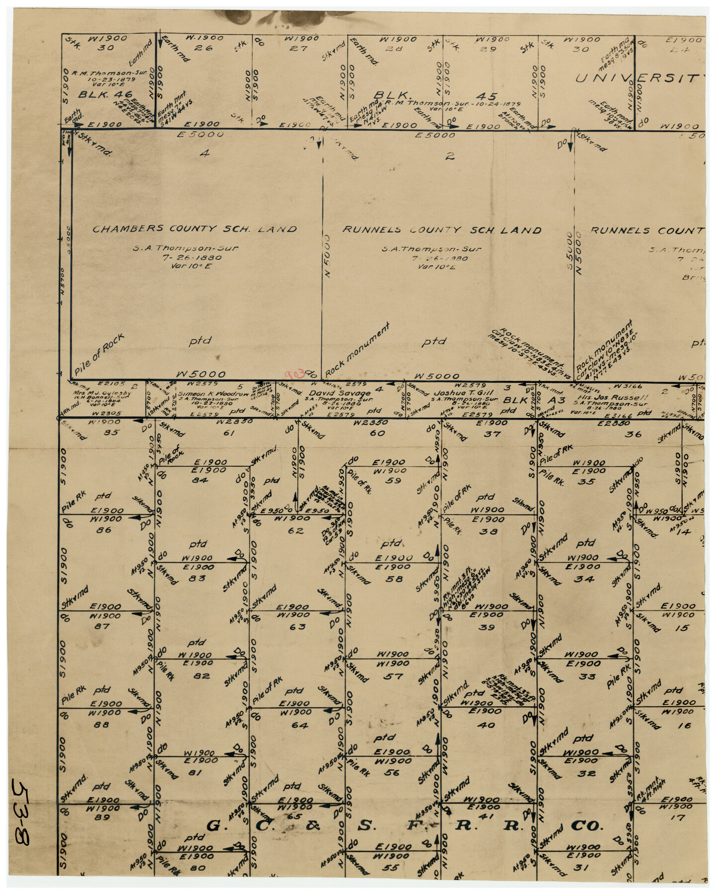 90309, [North part of G. C. & S. F. Block OP, Runnels County School Land], Twichell Survey Records