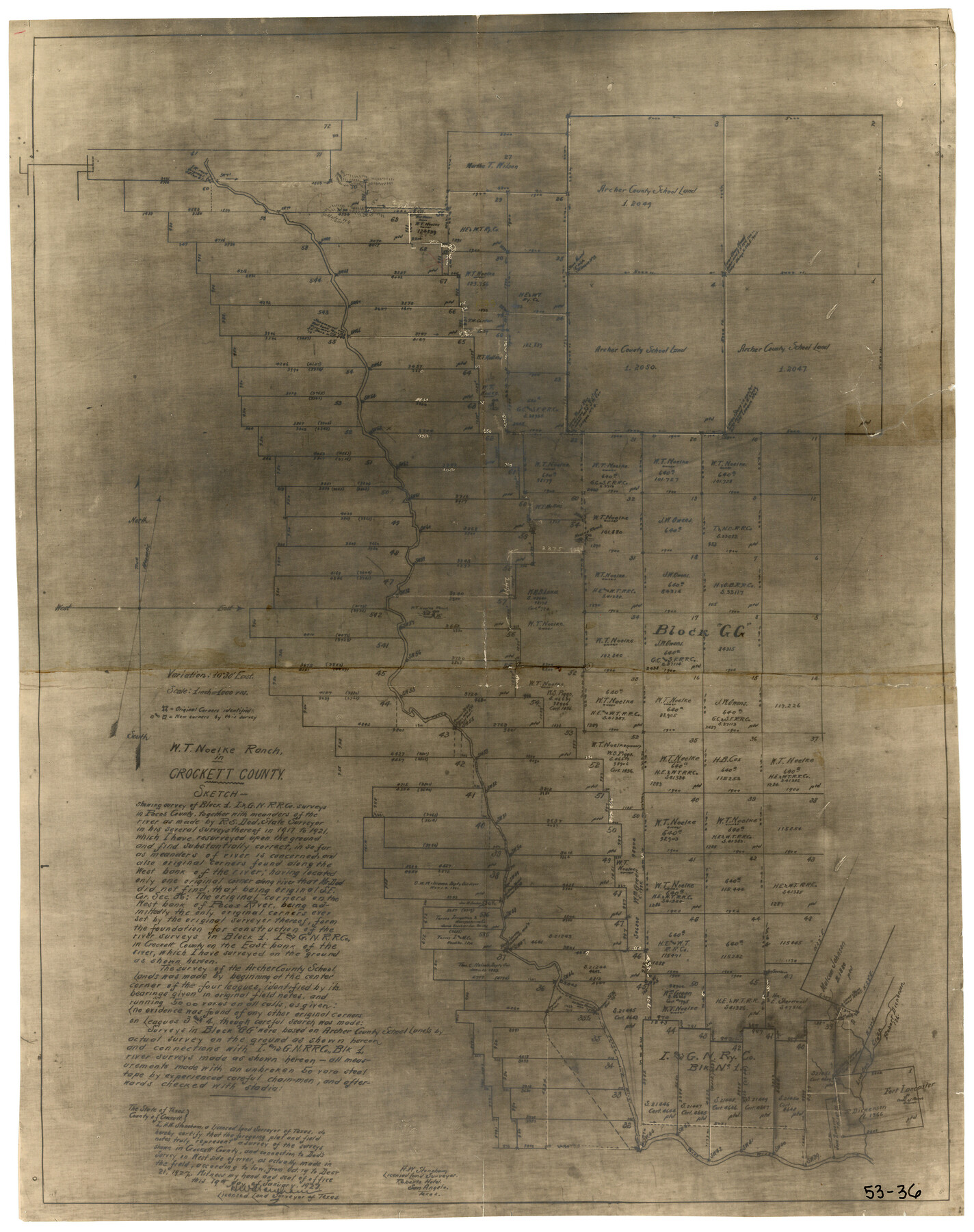 90321, W. T. Noelke Ranch in Crockett County, Twichell Survey Records