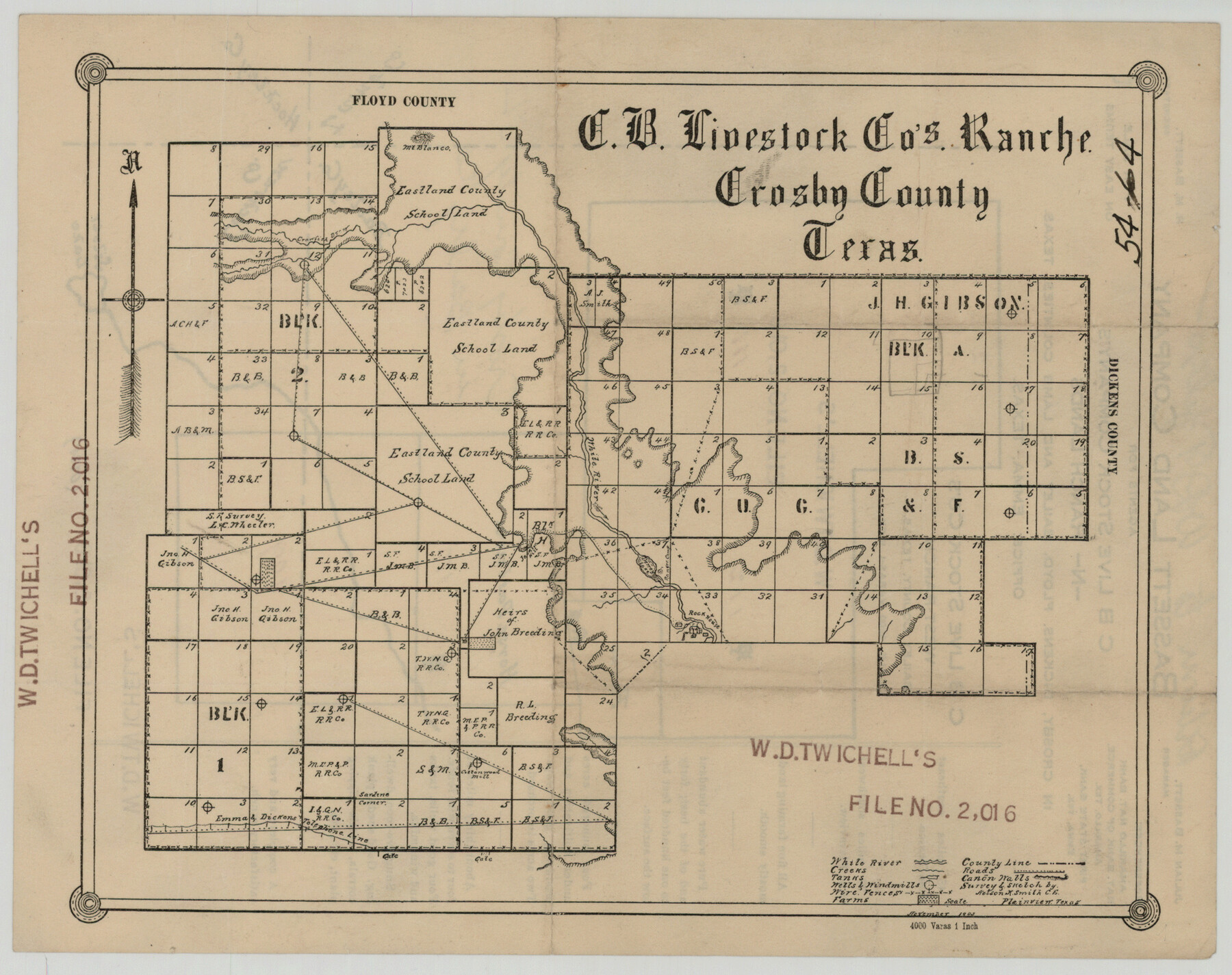 90381, C. B. Livestock Co.'s West-Ranch, Bailey County, Texas, Twichell Survey Records